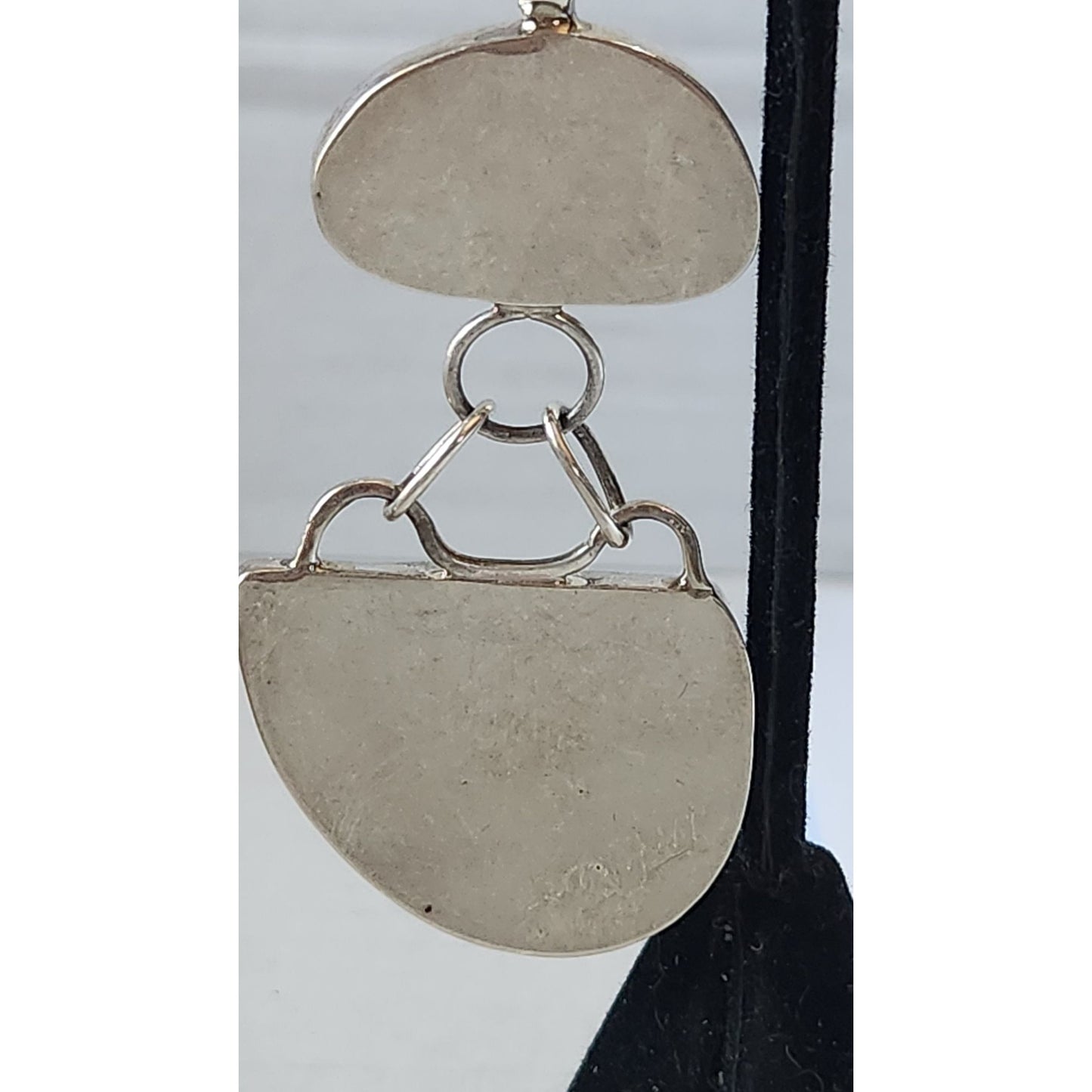 Pendant Dark Sigillate 925 Silver 15.2 gr 2 piece connected with rings 15 mm loop