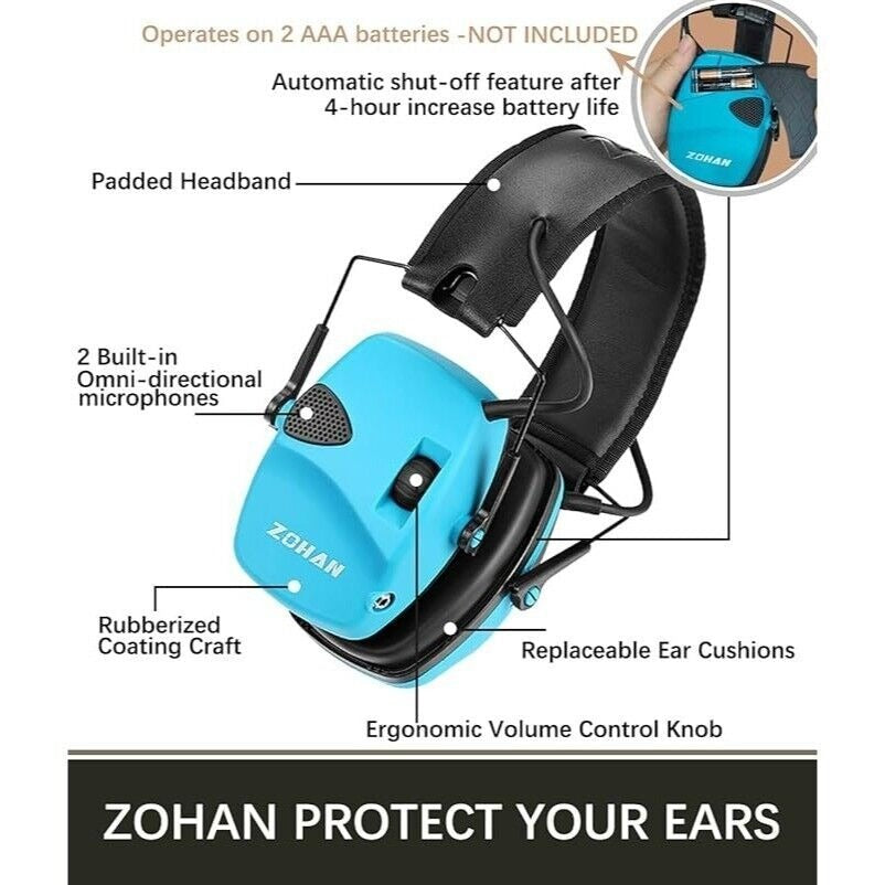 ZOHAN EM054 Electronic Ear Protection with Sound Amplification Noise Reduction,