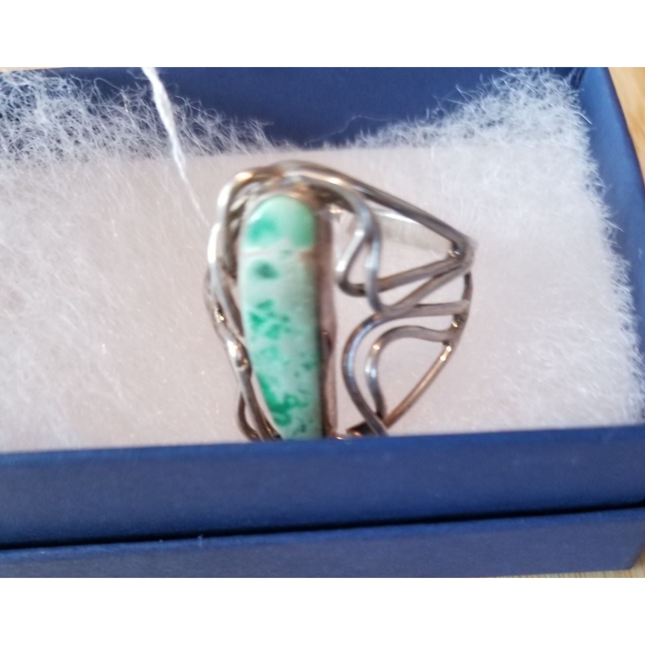 Ring Jade Open Band 25.5 ct 5.1 Gr Size 9 20 mm x 5 mm Harr 925 Silver