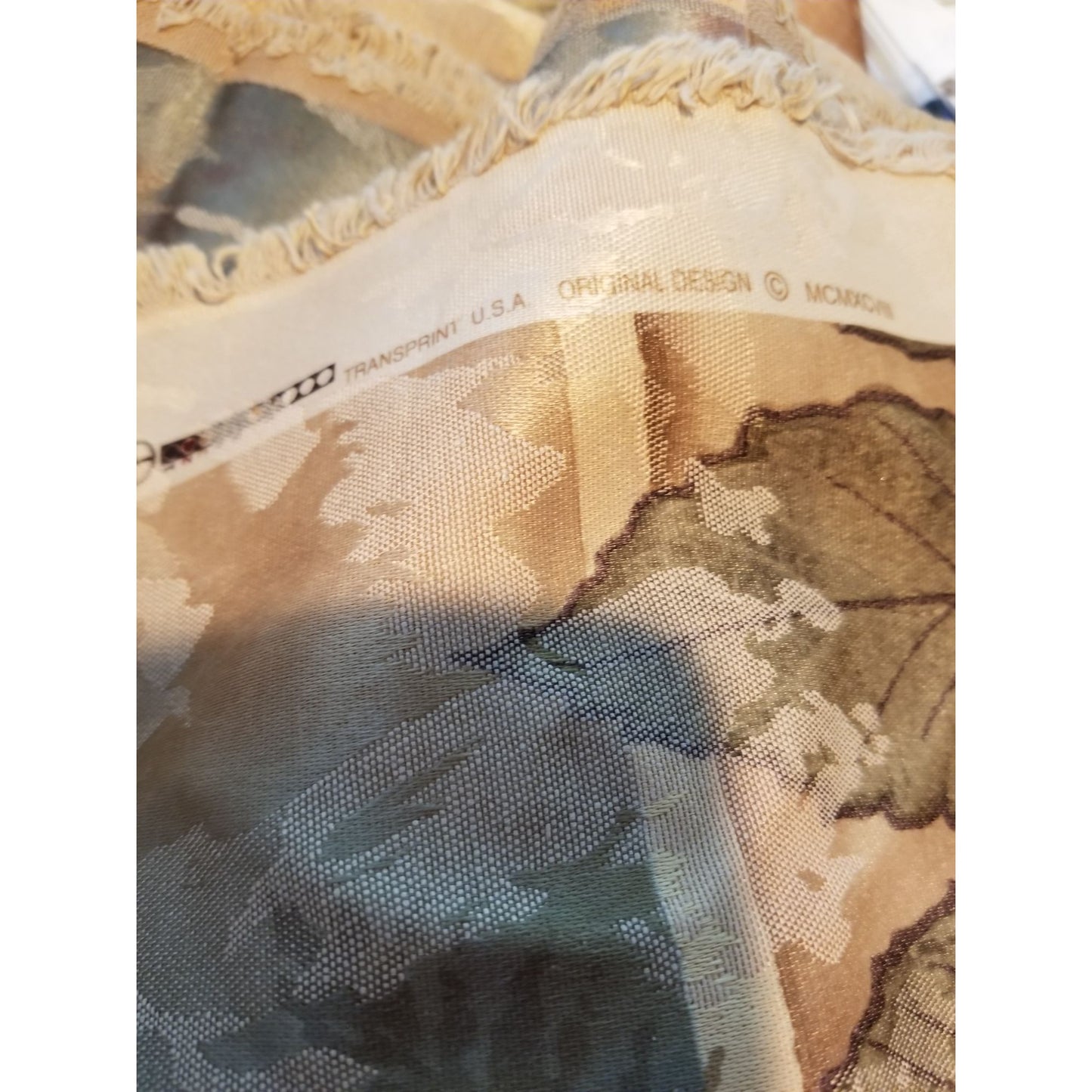 Material Fabric Brown Gold Grey 56" x 112" Heavy Fabric Transprint  1998