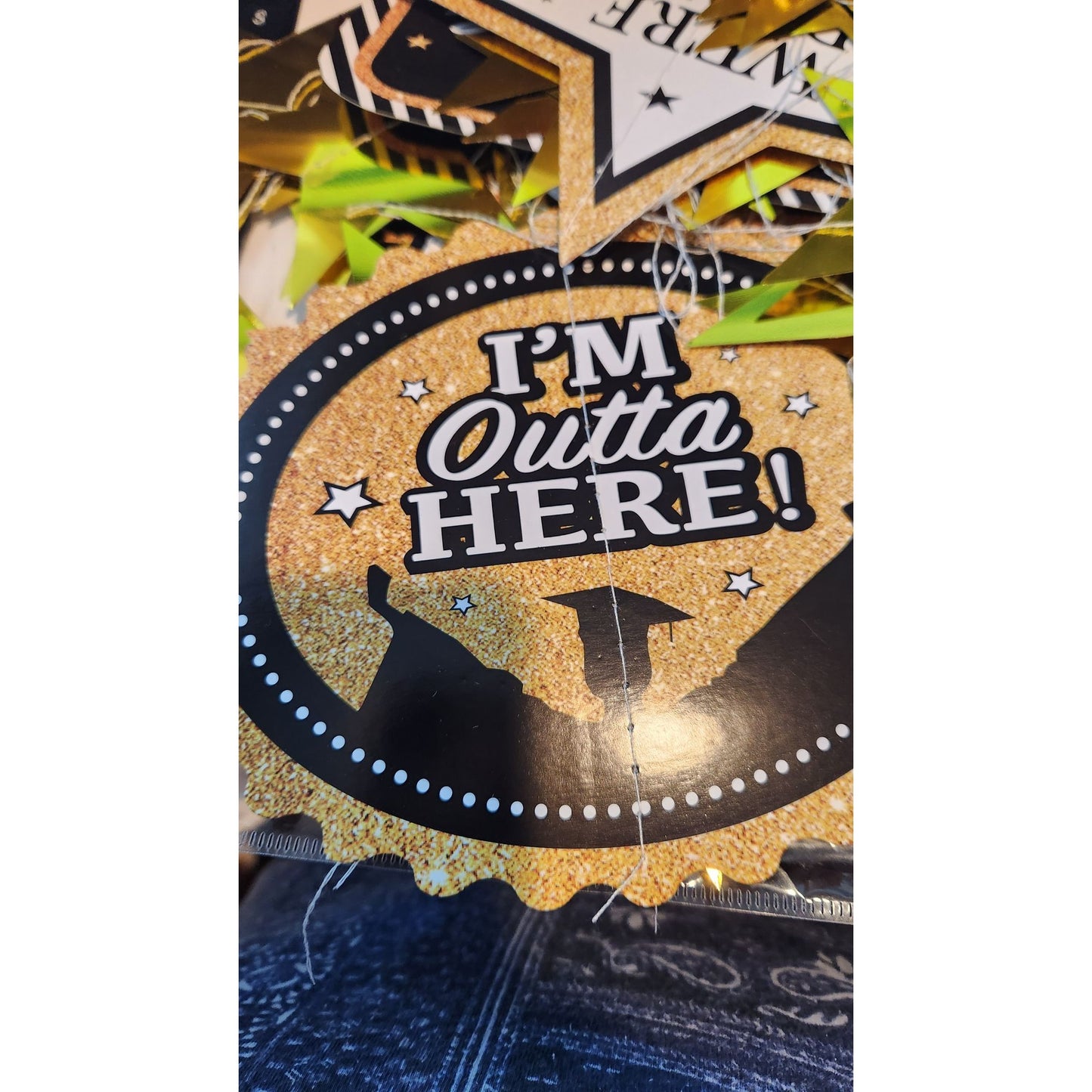 Graduation Banner 12 Signs Stars 2023 Gold Black White