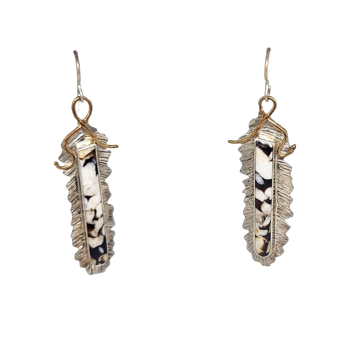 Earrings Peanutwood 10 gr Silver 925 Gold 14K Peanutwood 40mm x 5mm Frame 16mm x 50mm