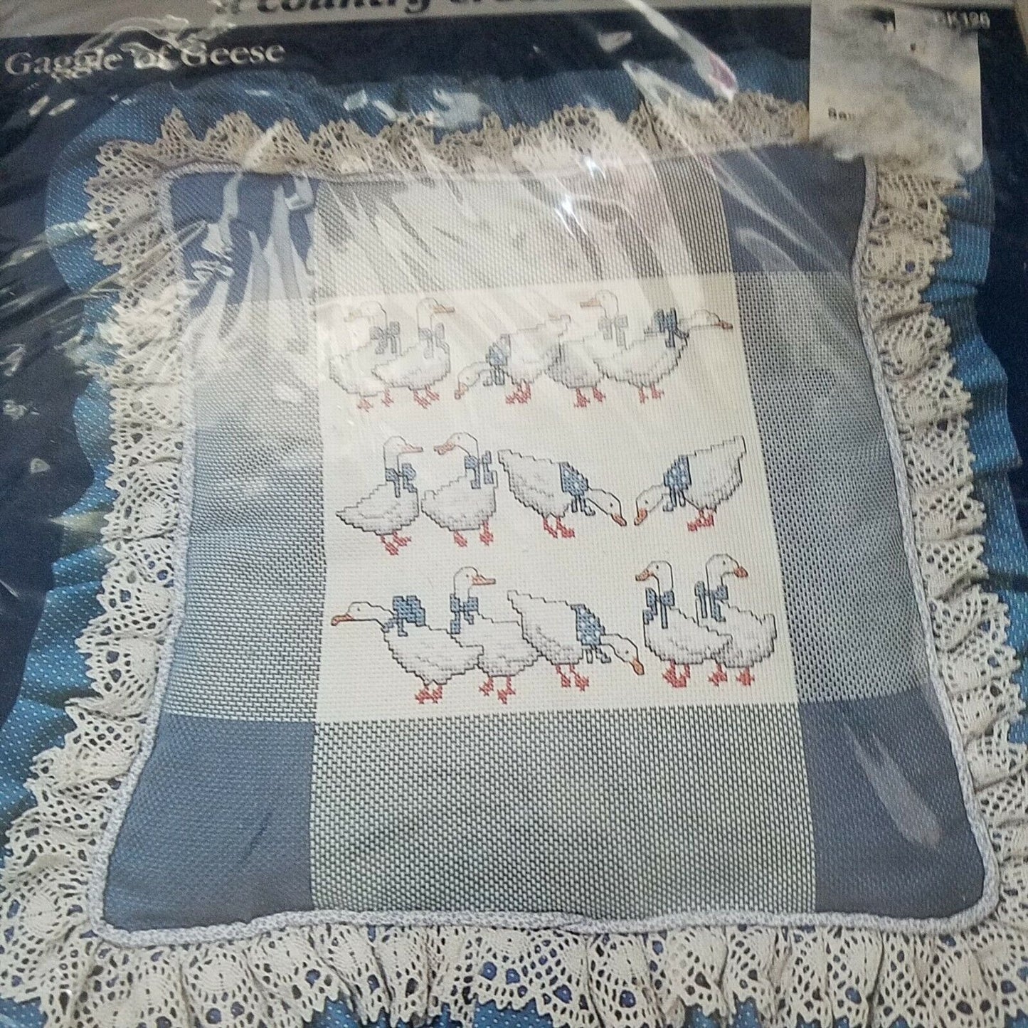 Craft Kit Dale Burdett Gaggle of Geese A Country Cross Stitch Pillow Kit 1985