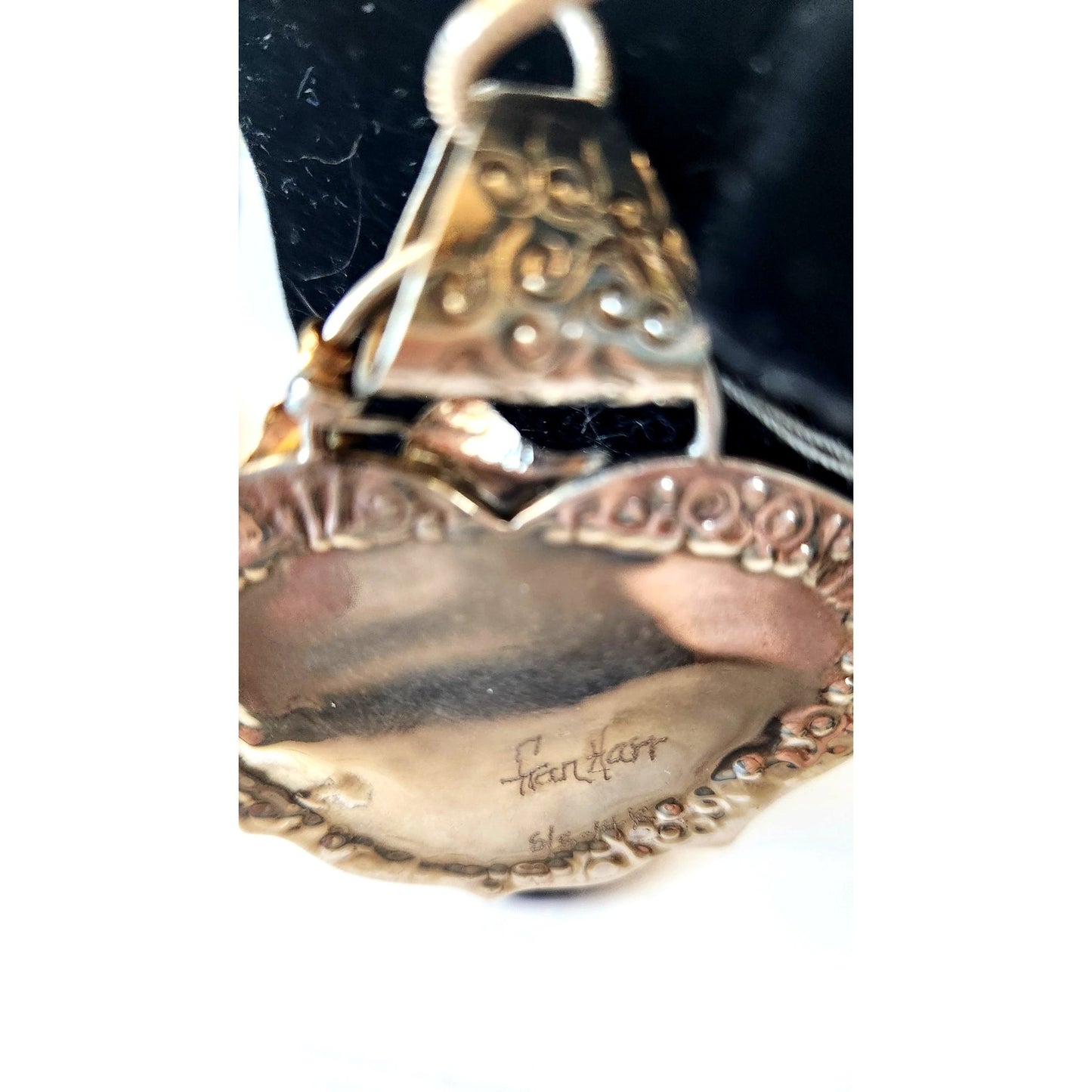 Necklace Peanutwood Silver Frame 1 Gold Leaf 1 Silver 39.6 gr Silver Snake Chain