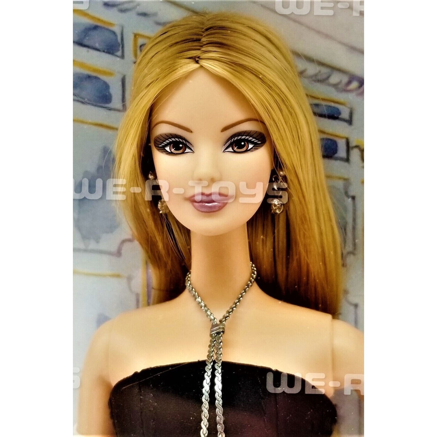 Barbie Society Girl Collector Edition 2001 Doll Gown shoes earrings purse stand