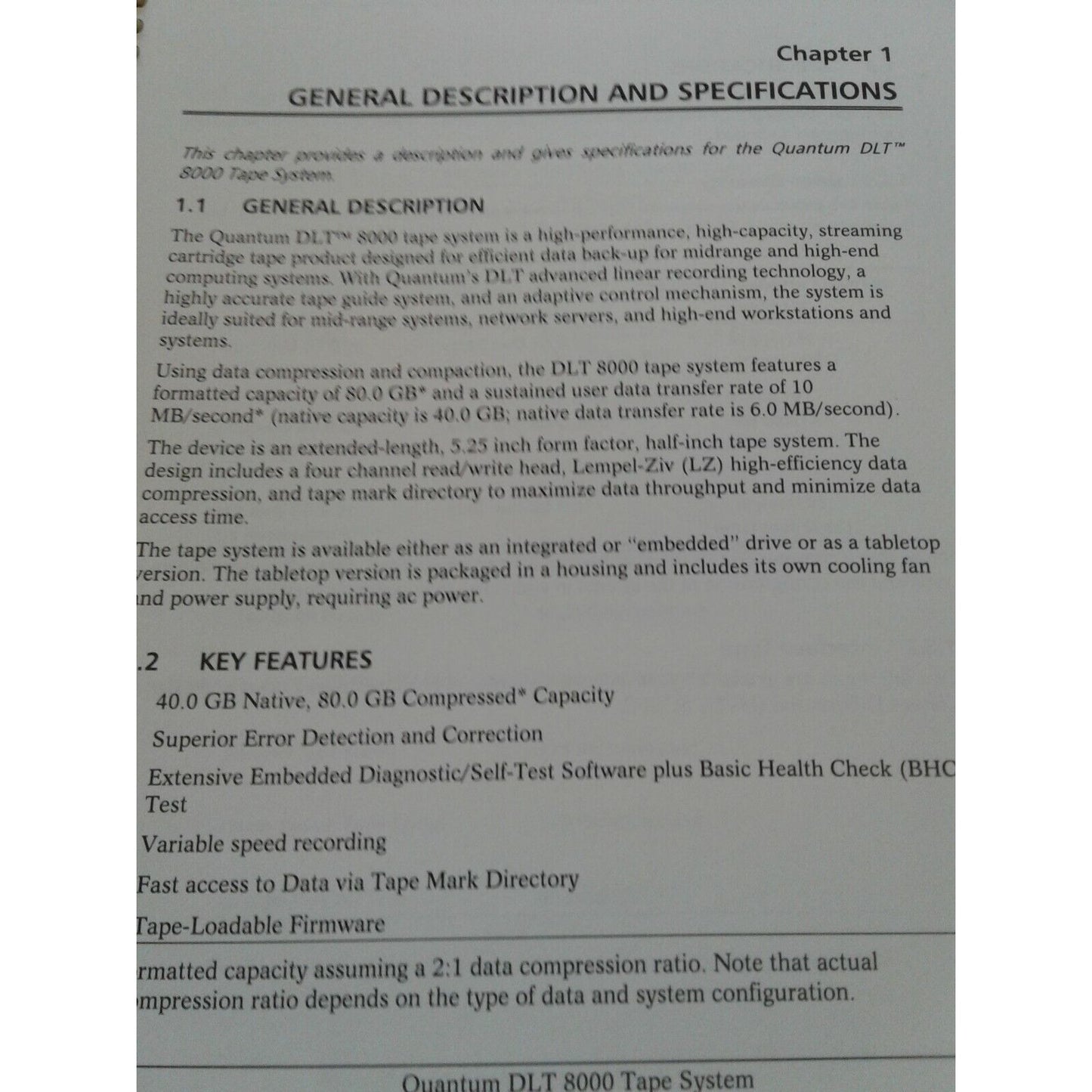 Quantum DLT 8000 Tape System Product Manual 1999