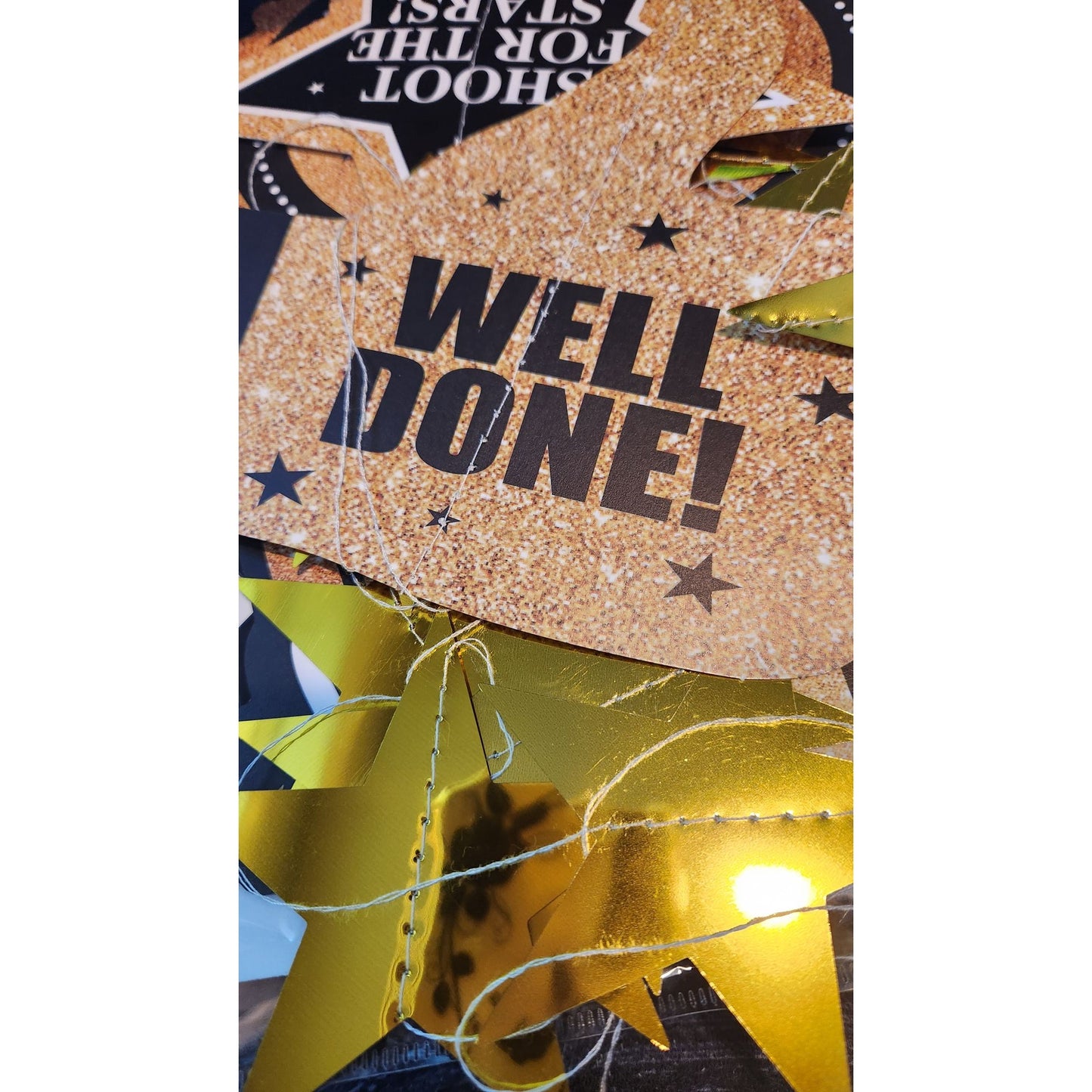 Graduation Banner 12 Signs Stars 2023 Gold Black White