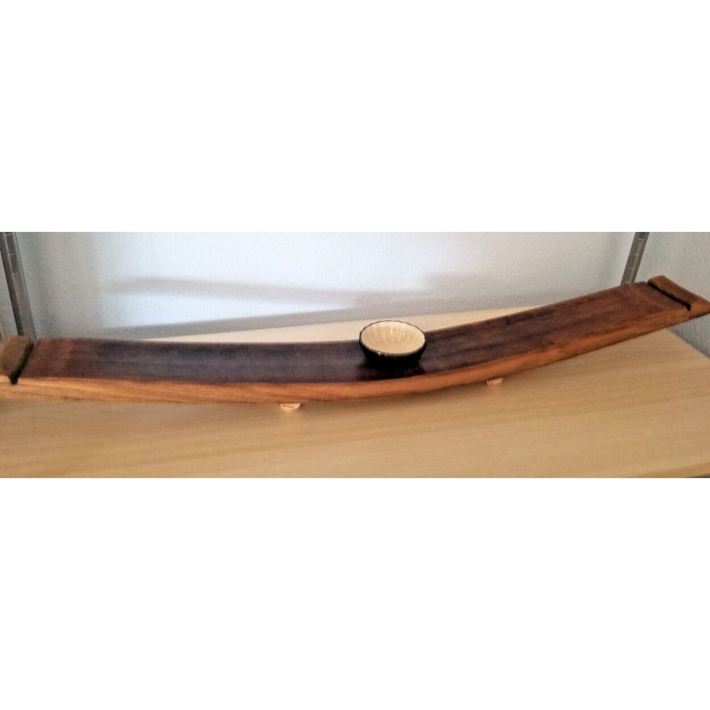 Wine Stave Sushi Tray Cork Feet Brown Dipping Bowl 34" x 3 1/2 " x 2"