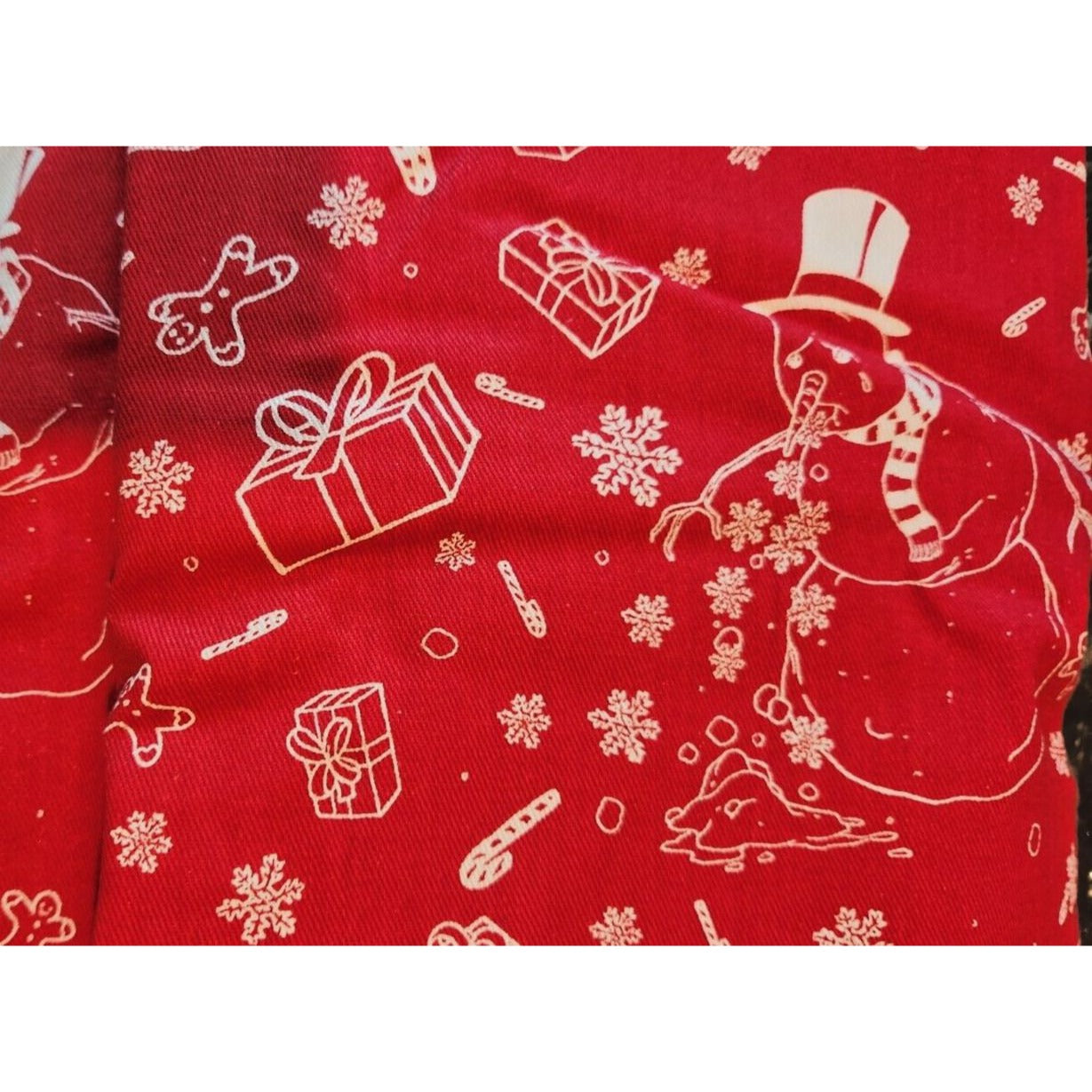 Material Fabric Red Cotton Christmas Santa Reindeer Mrs Claus Snowmen Expelling