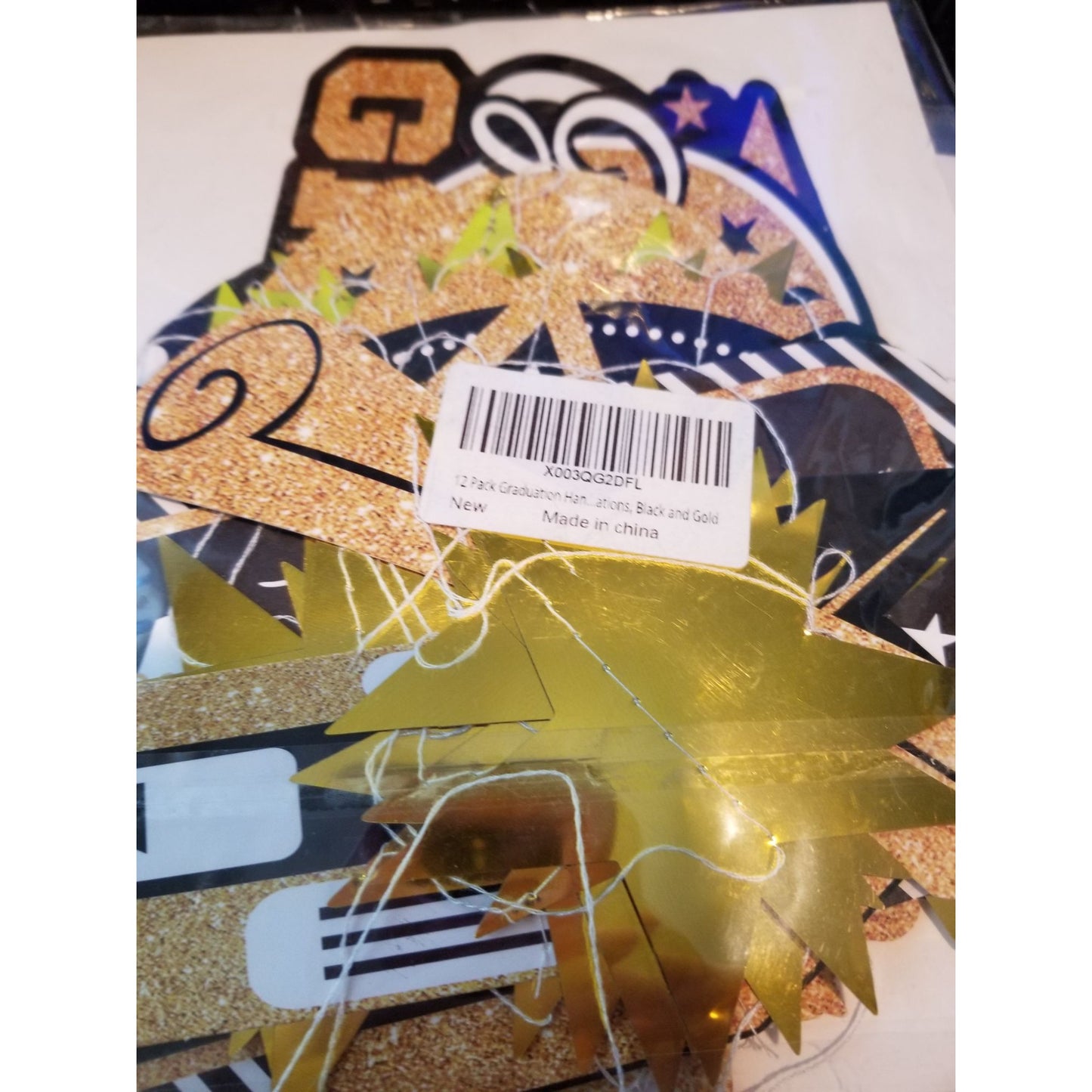 Graduation Banner 12 Signs Stars 2023 Gold Black White