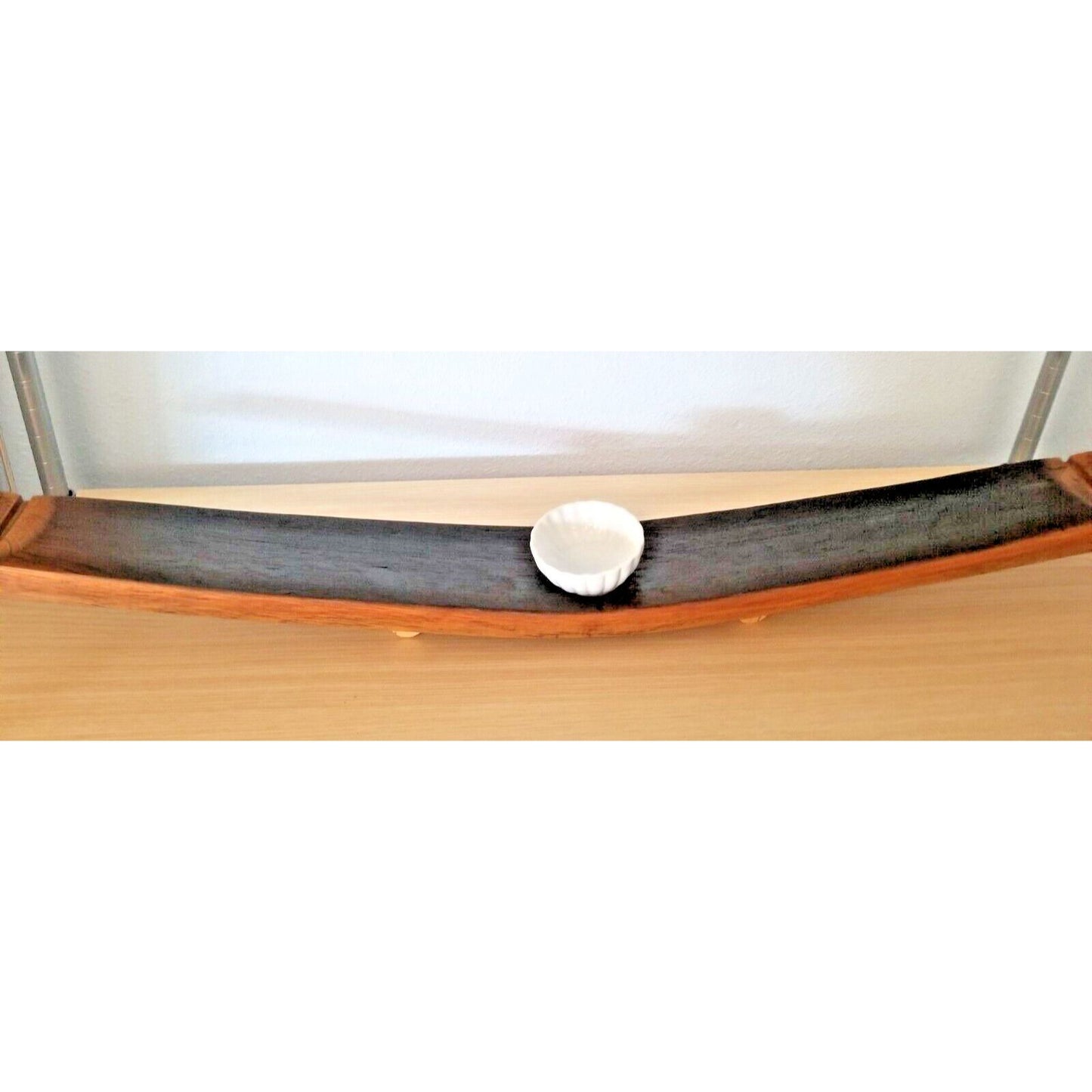 Wine Stave Sushi Tray with White Dipping Bowl Cork Feet 34 " x 3 1/2 " x 2"