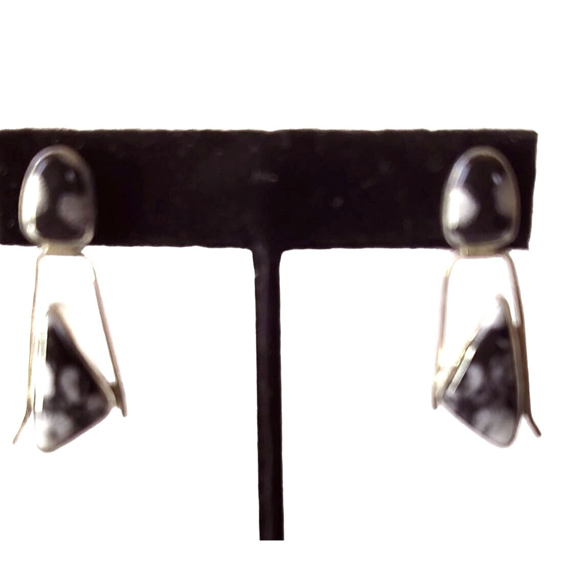 Earrings Orca Agate 925 Silver 7.4 Grams 2 Stone Hanging Post Earrings Top 12mm x 8mm Bottom Stone 20mm x 10mm 35mm x 15mm