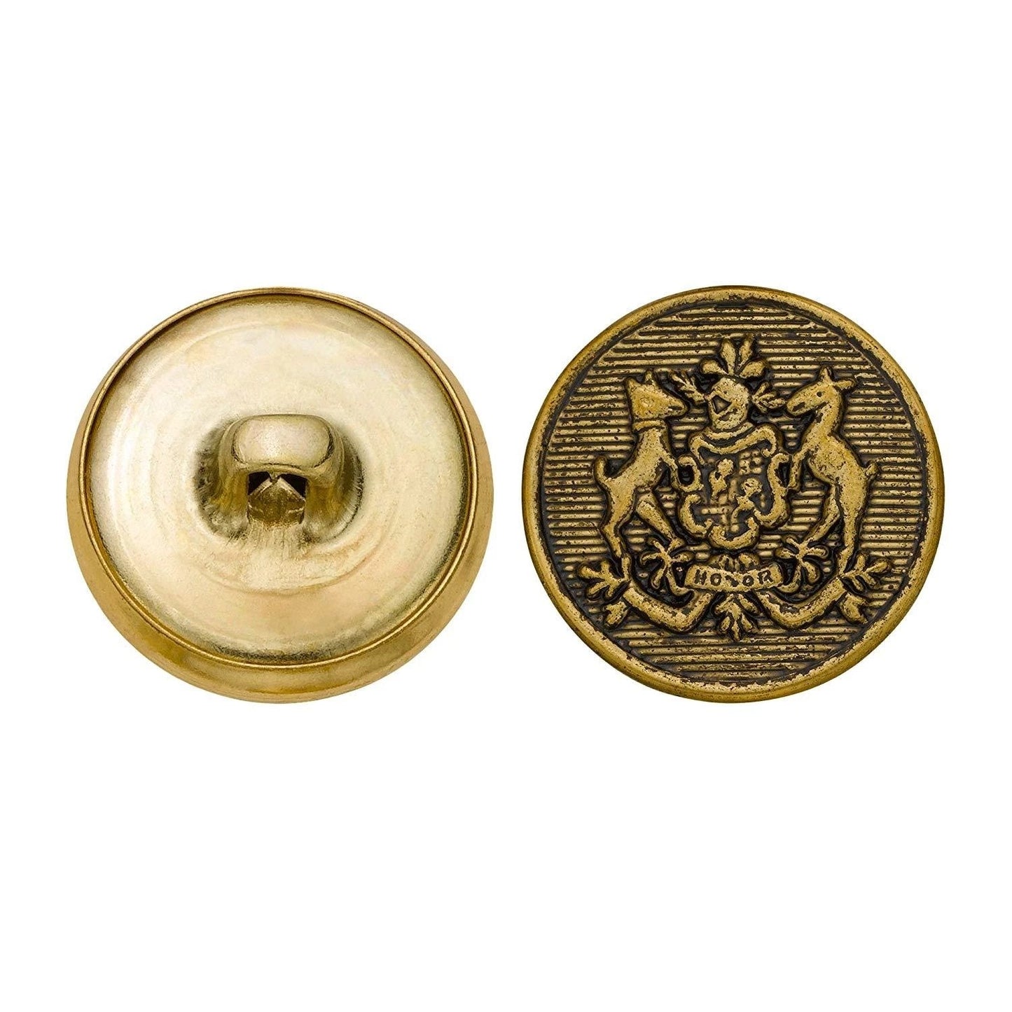 Sewing 148 C&C Metal Products 5160 Rimmed Horse Crest Metal Button Ligne Antique Gold