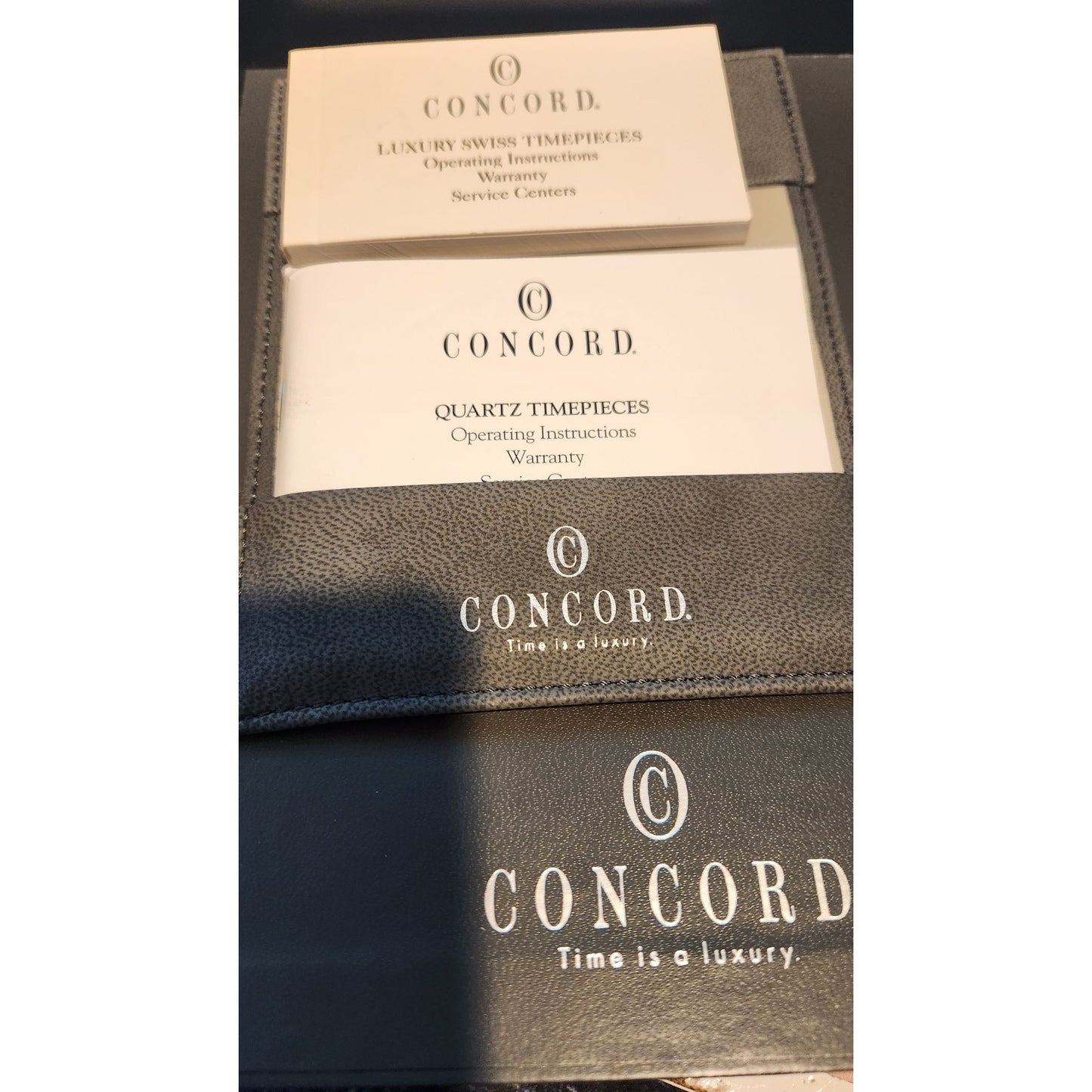 Concord Gray Empty Presentation Watch Box Inner Outer & Booklet Quartz Manual 2 LInks for Watch Band and a couple of Pins No Watch