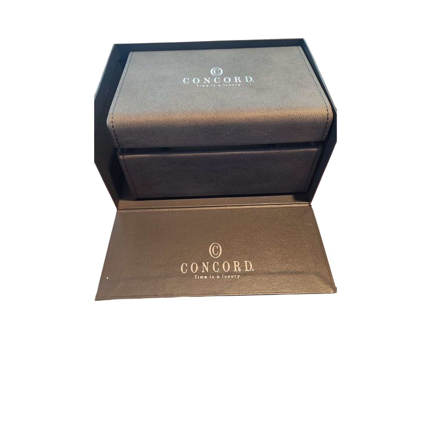 Concord Gray Empty Presentation Watch Box Inner Outer & Booklet Quartz Manual 2 LInks for Watch Band and a couple of Pins No Watch