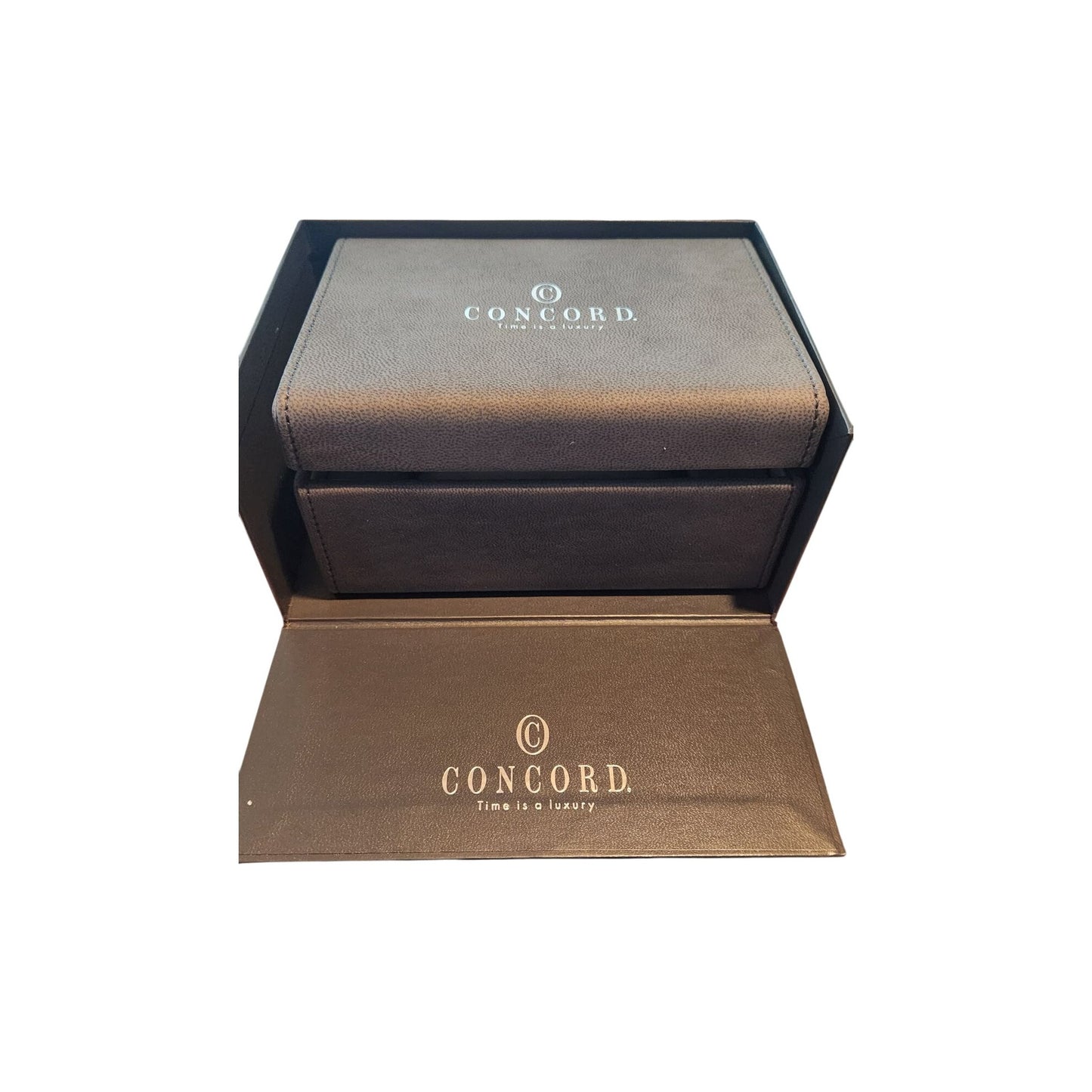 Concord Gray Empty Presentation Watch Box Inner Outer & Booklet Quartz Manual 2 LInks for Watch Band and a couple of Pins No Watch