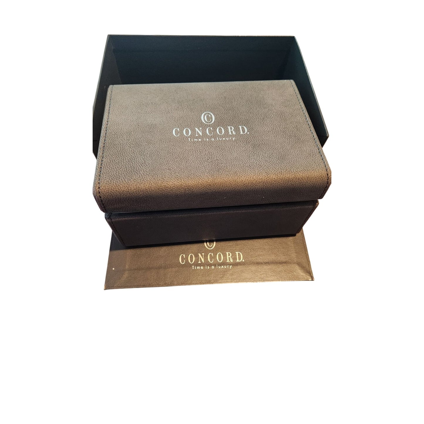 Concord Gray Empty Presentation Watch Box Inner Outer & Booklet Quartz Manual 2 LInks for Watch Band and a couple of Pins No Watch