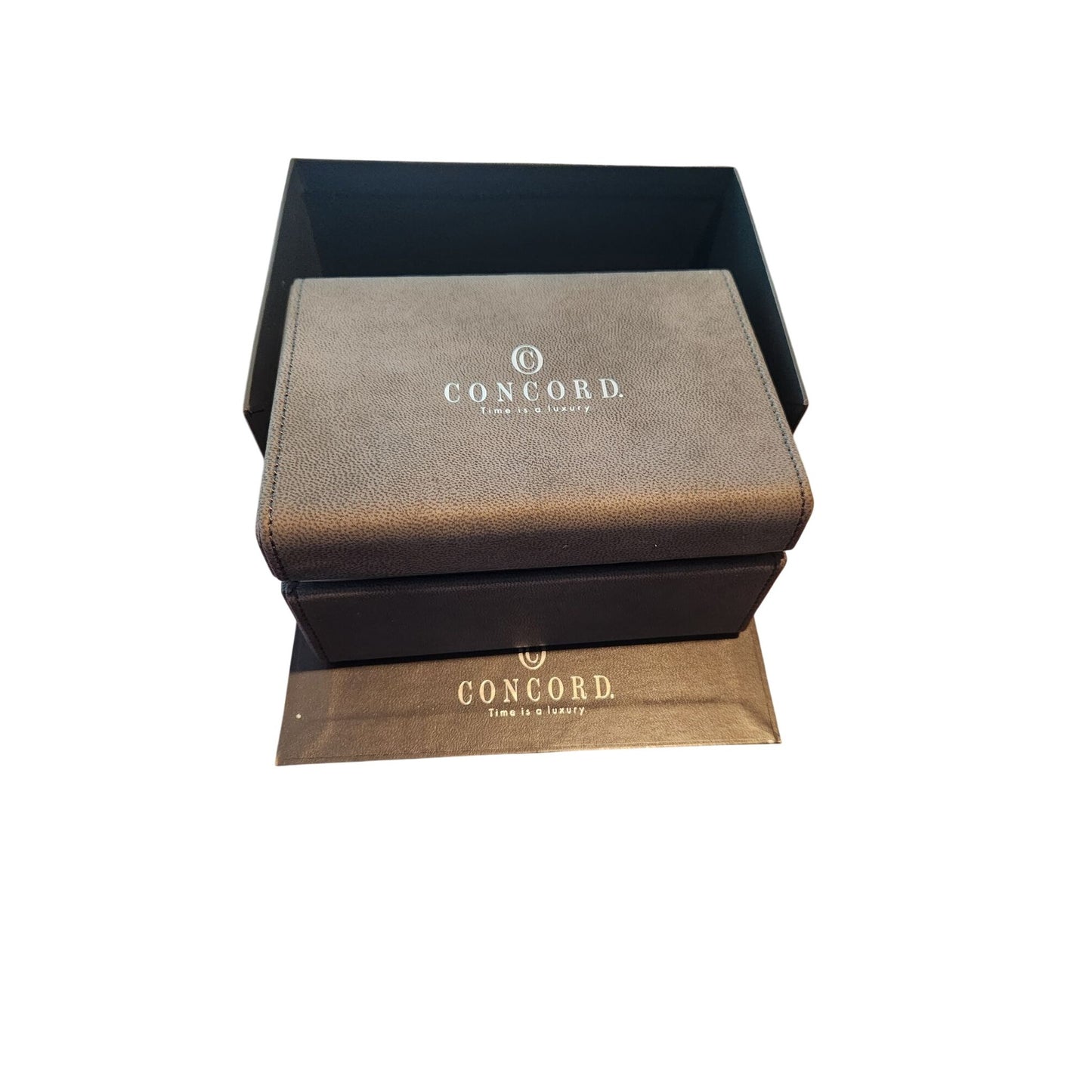 Concord Gray Empty Presentation Watch Box Inner Outer & Booklet Quartz Manual 2 LInks for Watch Band and a couple of Pins No Watch