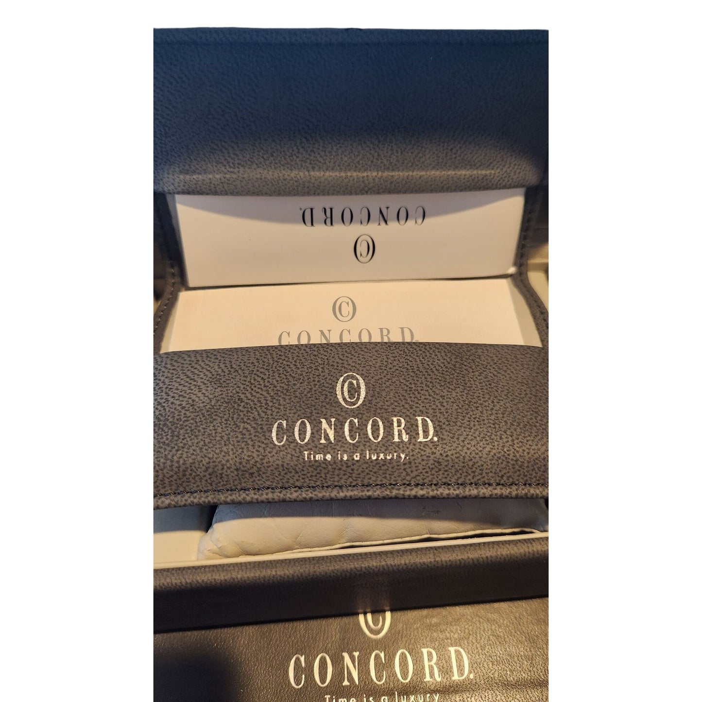 Concord Gray Empty Presentation Watch Box Inner Outer & Booklet Quartz Manual 2 LInks for Watch Band and a couple of Pins No Watch