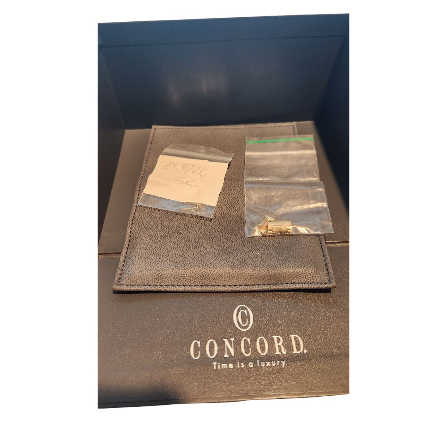 Concord Gray Empty Presentation Watch Box Inner Outer & Booklet Quartz Manual 2 LInks for Watch Band and a couple of Pins No Watch