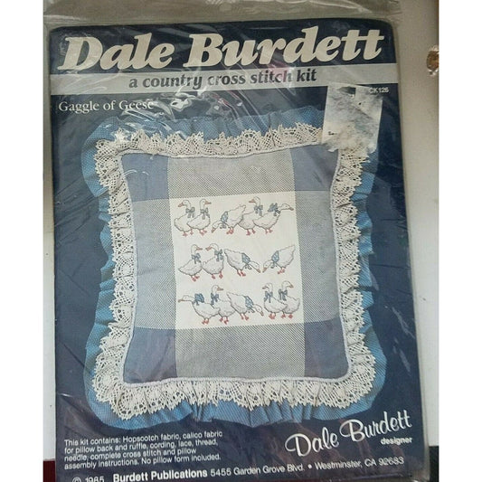 Craft Kit Dale Burdett Gaggle of Geese A Country Cross Stitch Pillow Kit 1985