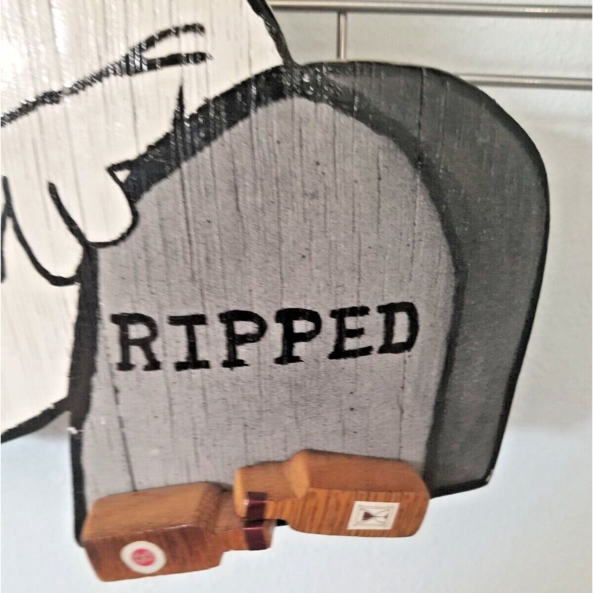 Wood Sign Halloween Ripped Wine Bottle Ghost Red Wine Glass Stave Hanging