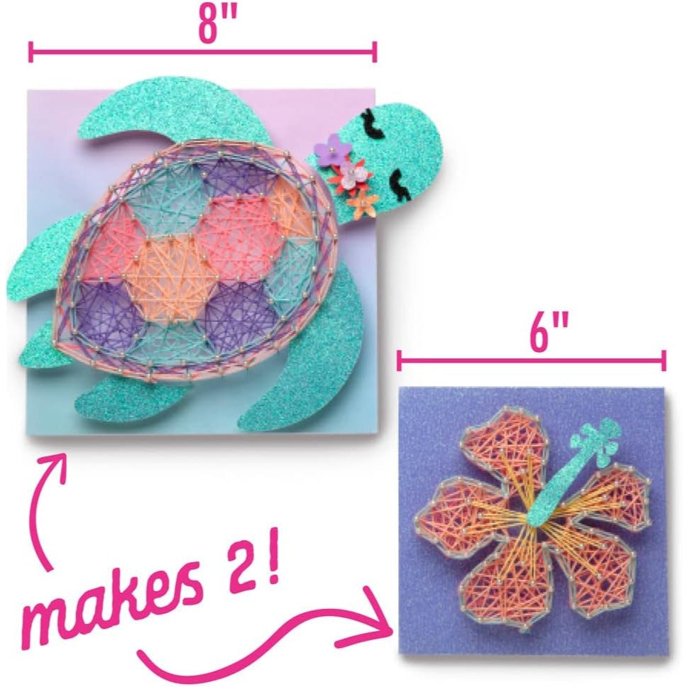 Craft-tastic — String Art Sea Turtle for 2 Fun Craft Projects — Sea Turtle and Hibiscus Flower — Ages 10+