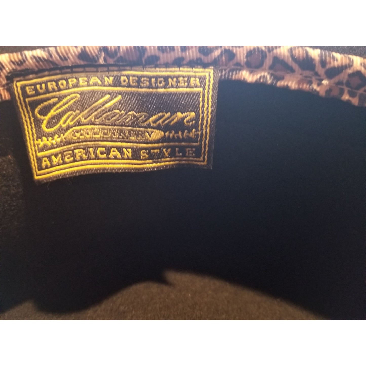 Callanan Hat Women's O/S Wide Brim Black Hat With Animal Print Pattern Bow