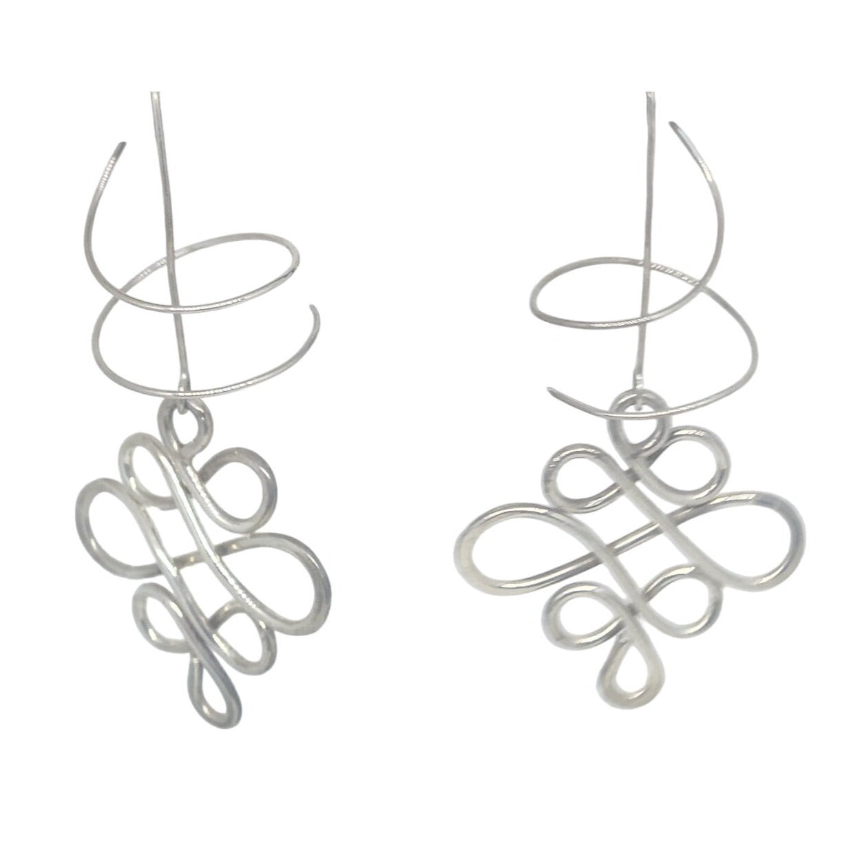 Earrings 925 Silver 12.1 gr Infinity Design Geometric 40mm Hanger 40mm x 80mm