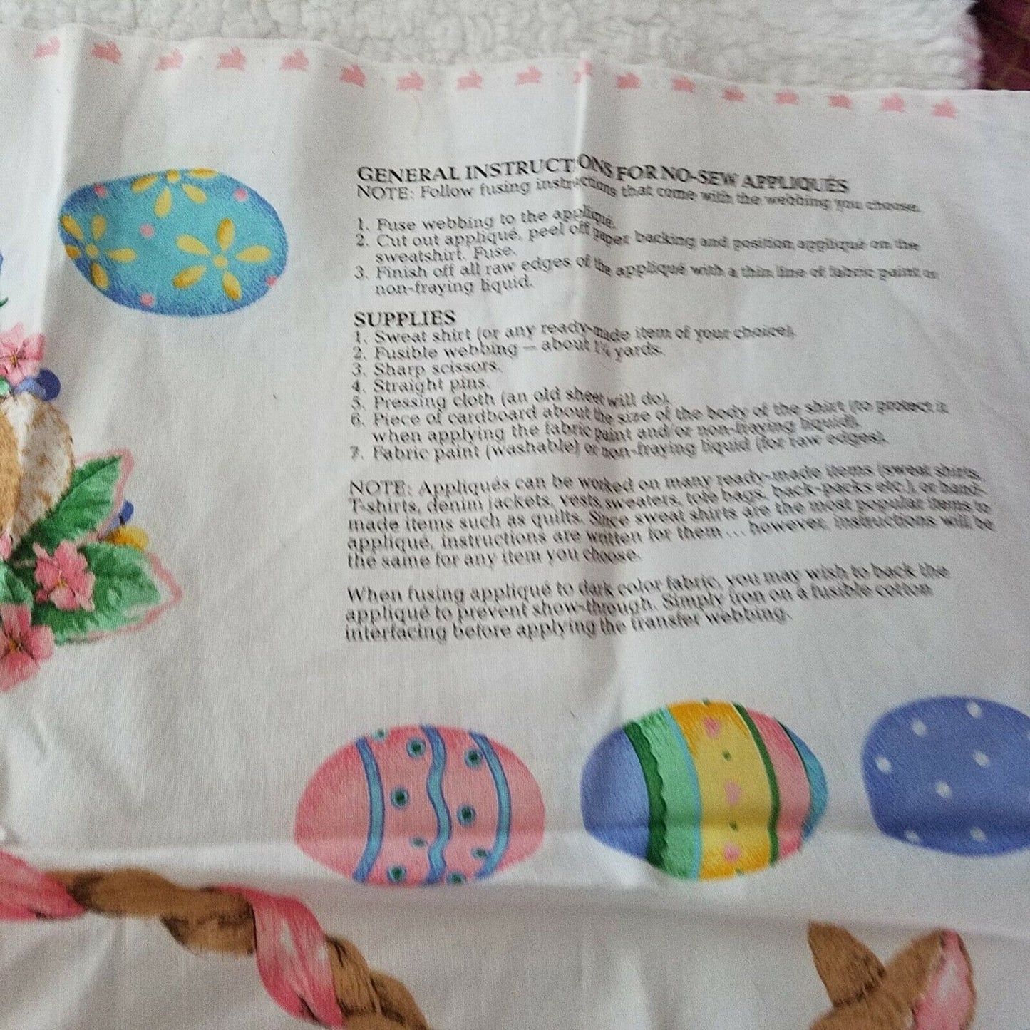 Cranston Print Works Spring Fever Applique Printed Fabric Pattern Instructions