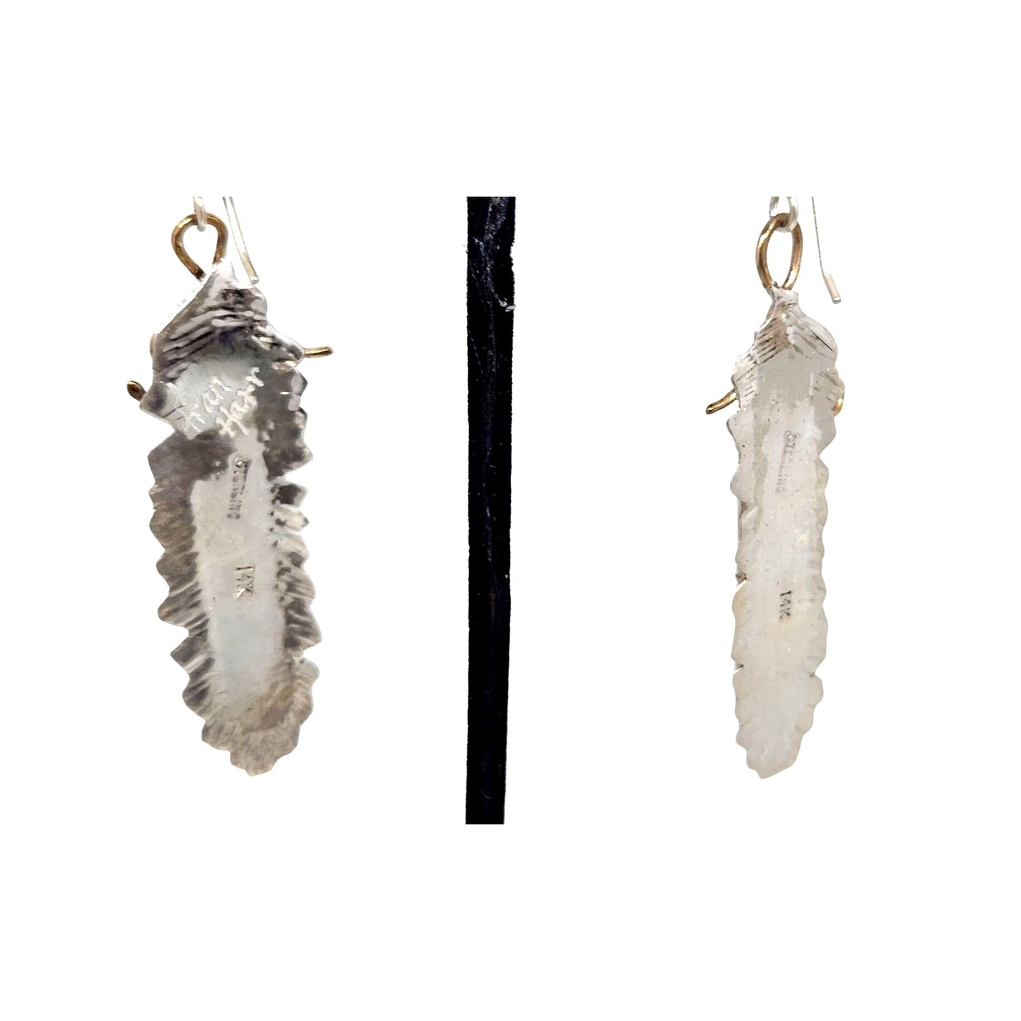 Earrings Peanutwood 10 gr Silver 925 Gold 14K Peanutwood 40mm x 5mm Frame 16mm x 50mm