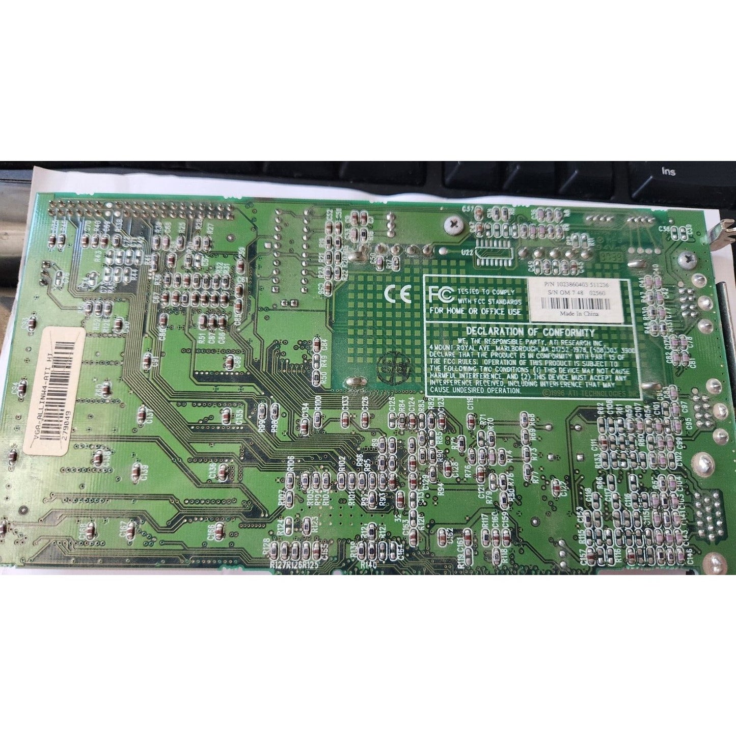 AGP Video Card ATI Rage II +DVD AIW 109-38600-00 1023860403 511236 A/V CATV VGA