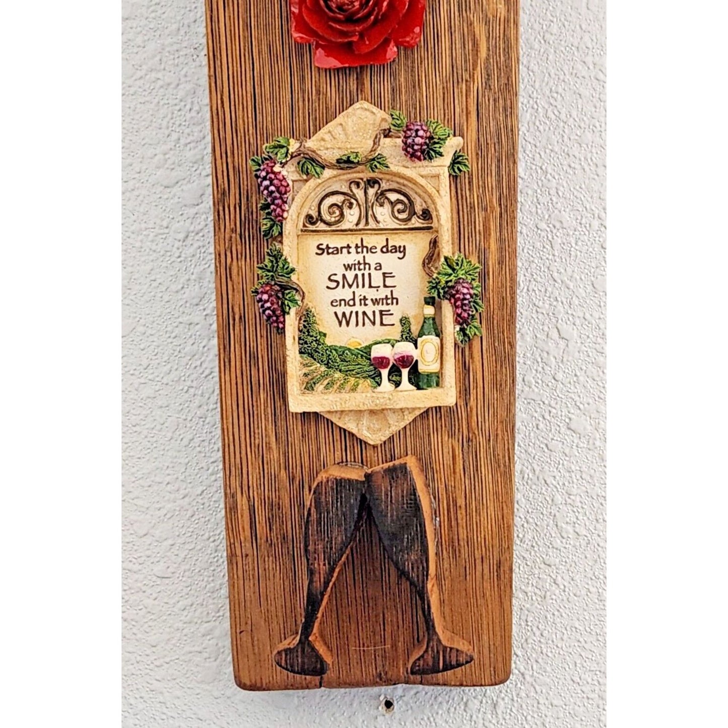 Wood Sign Wine Barrel Champagne Glasses Rose Ceramic Plaque Wine Stave Toasted