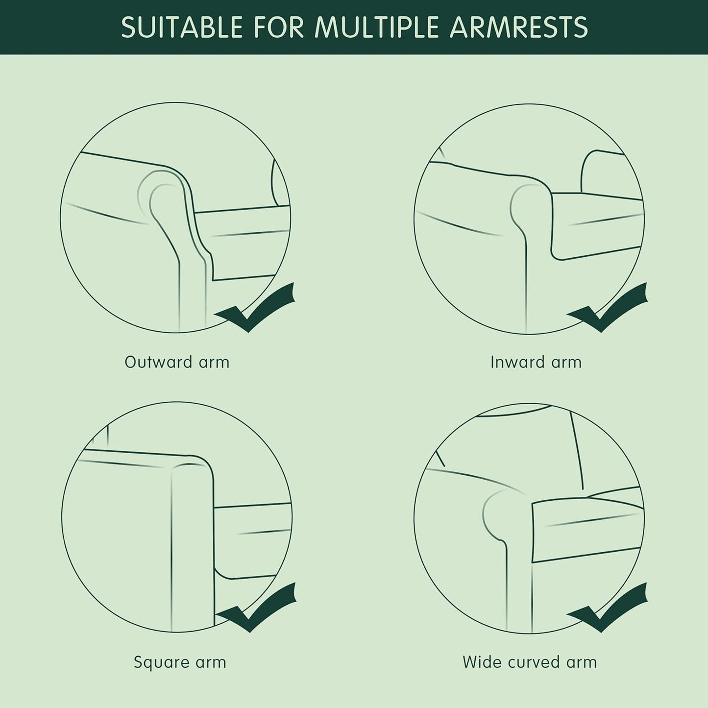 CHUN YI Set of 2 Stretch Sofa Armrest Covers Armchair Slipcovers, Washable Armchair Slipcover Arm Cover for Sofa Chair Recliner with Free P