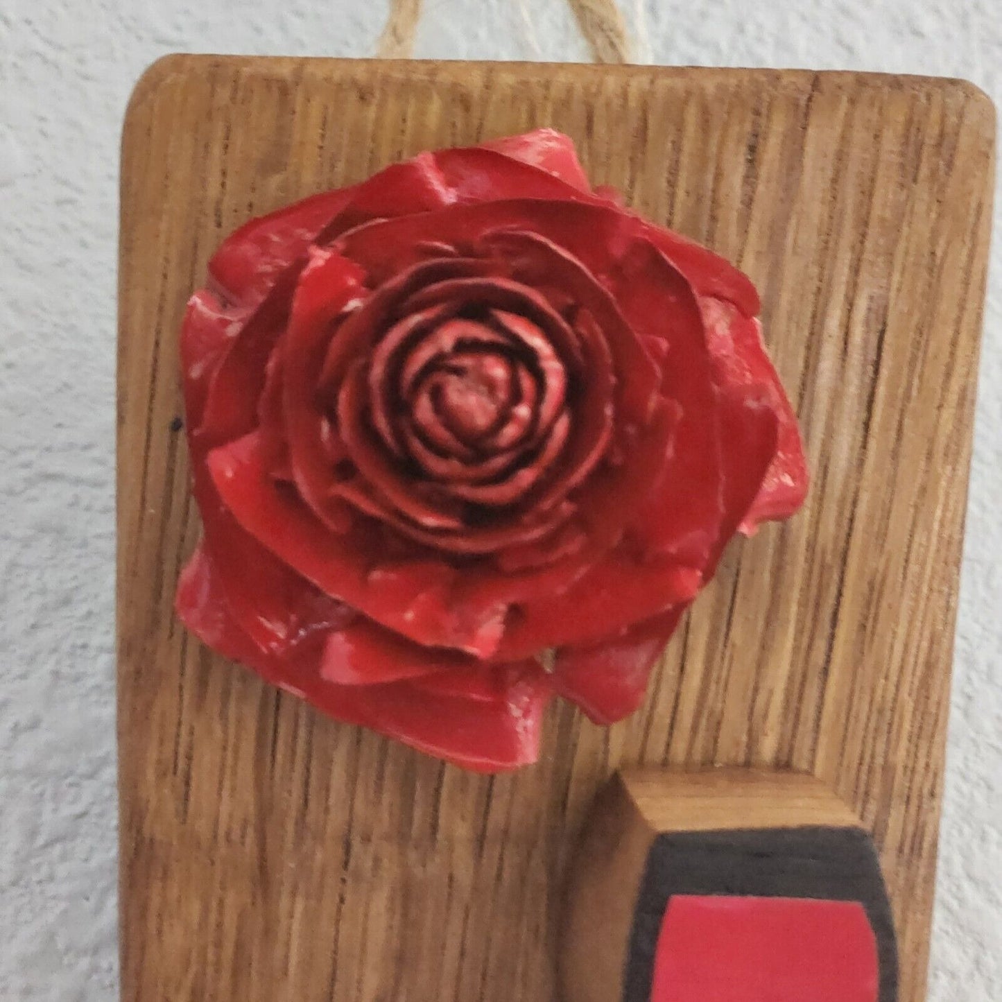 Wine Barrel Wood Sign Red Rose Red Wine Glass Wine Stave Stained Hanger