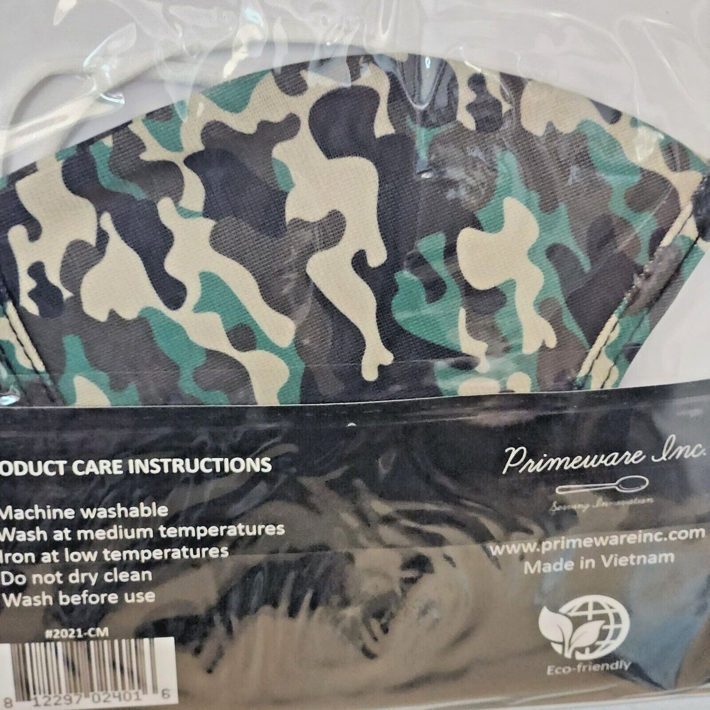 Primeware Mask Camo Design Adult 2 pack 2 layers 100 % Polyester Washable