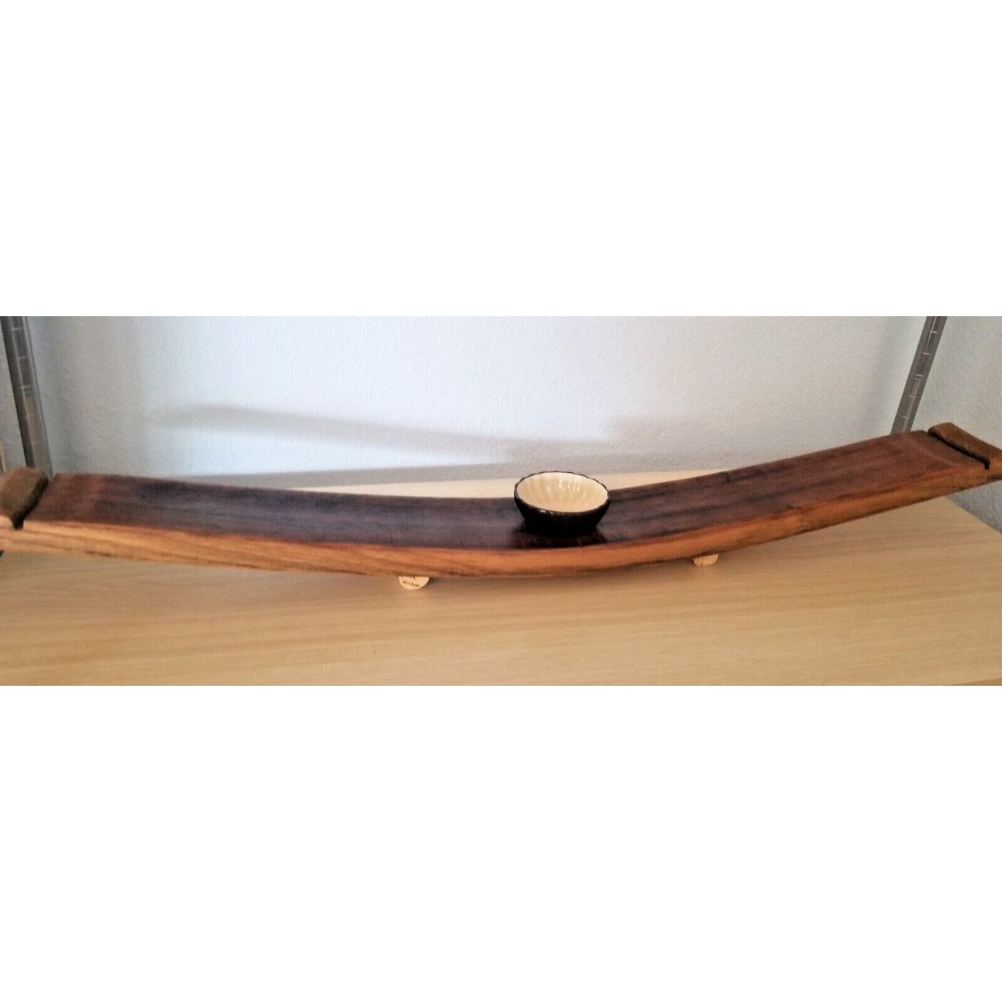 Wine Stave Sushi Tray Cork Feet Brown Dipping Bowl 34" x 3 1/2 " x 2"