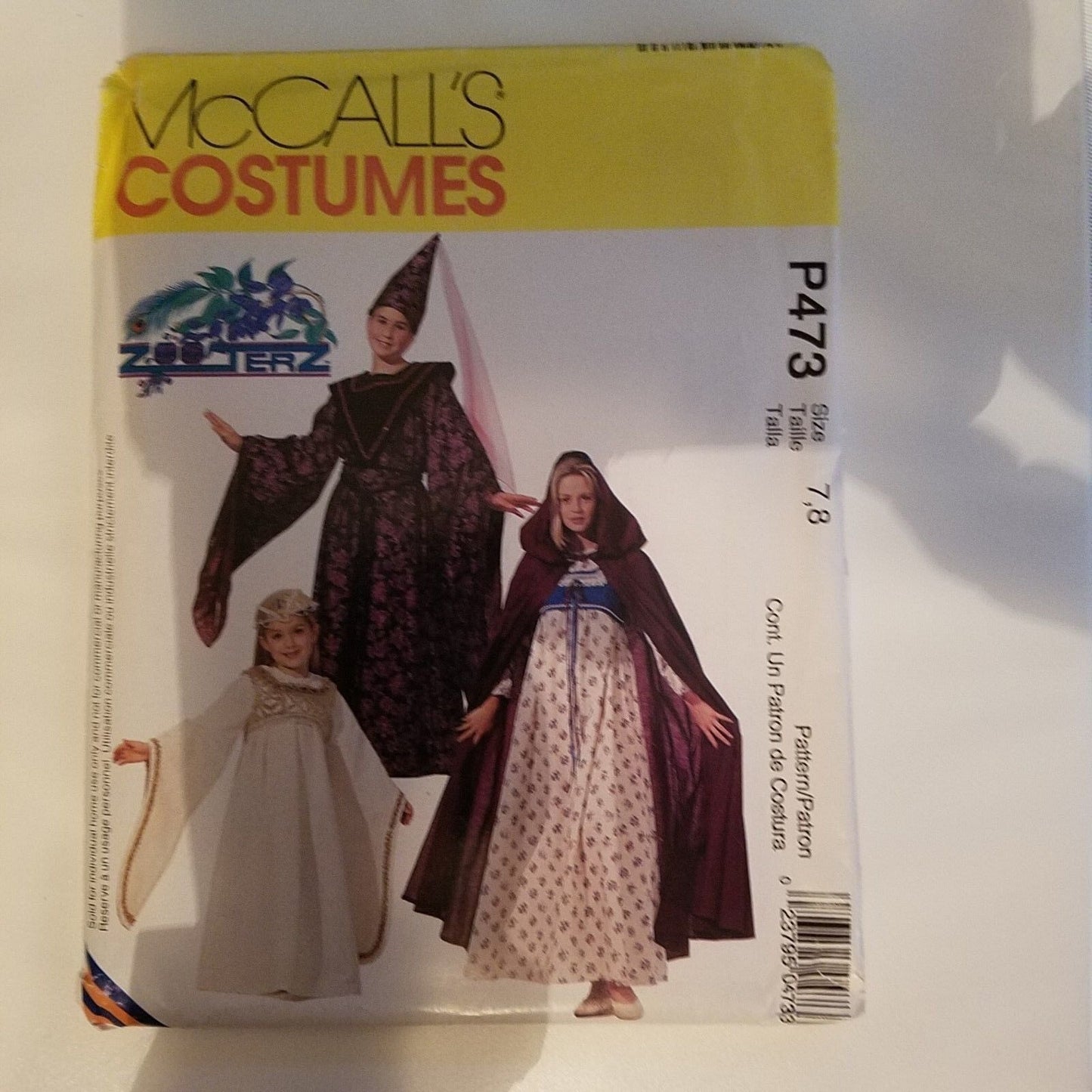 Pattern McCall's # P473 Costume Size 7 8 Costume Dress Cape Hat Crown
