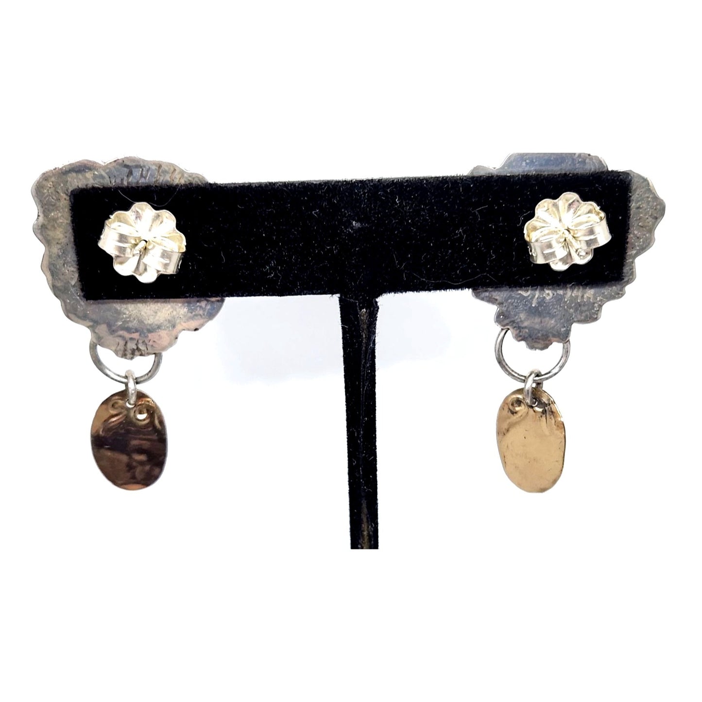 Earrings Silver Post Red Creek Jasper Mozambique Garnet 12.6 Gr 925 Silver 14K Gold