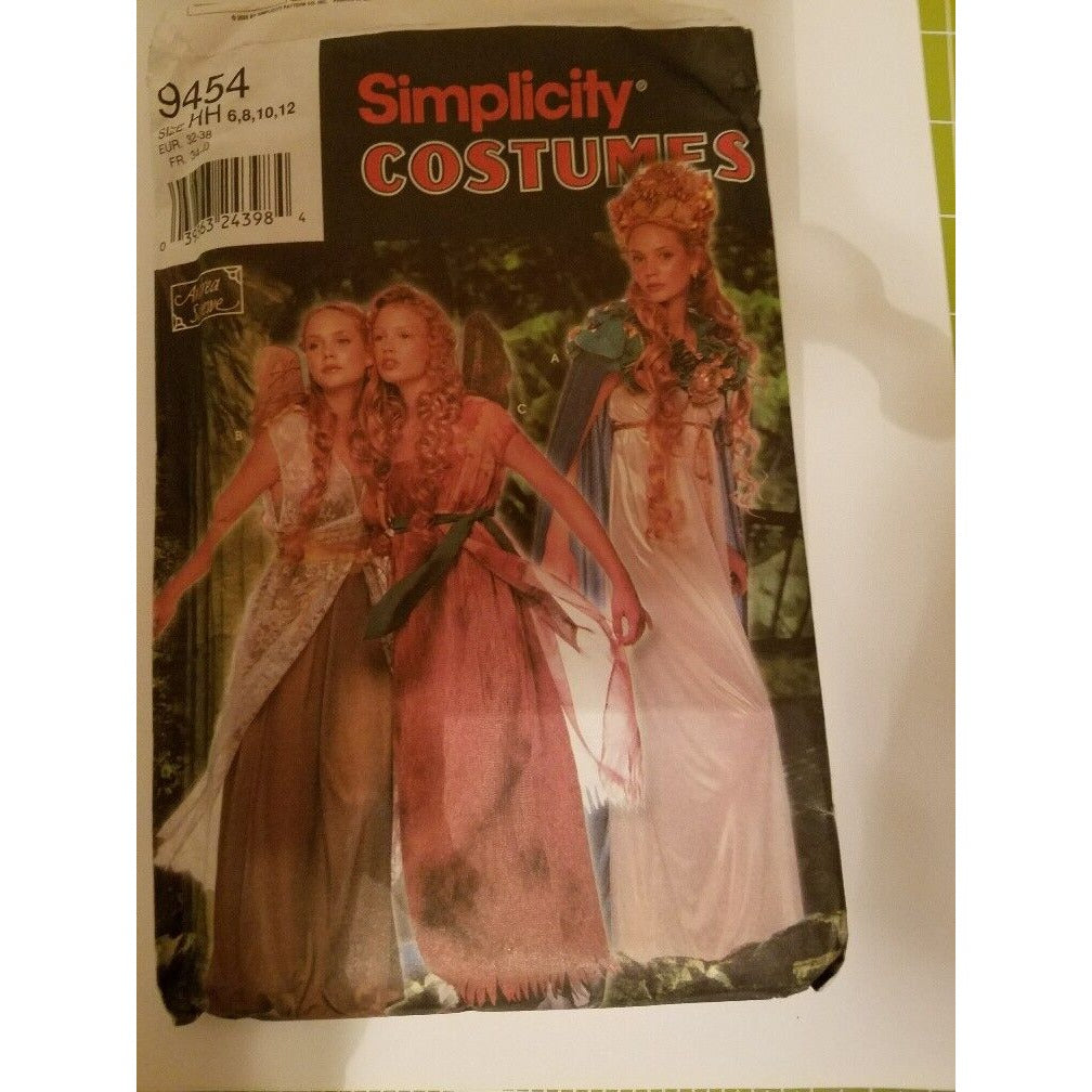 Pattern Simplicity # 9454 Size 6 8 10 12 Costume Dress Crown Cape Wings Fairy