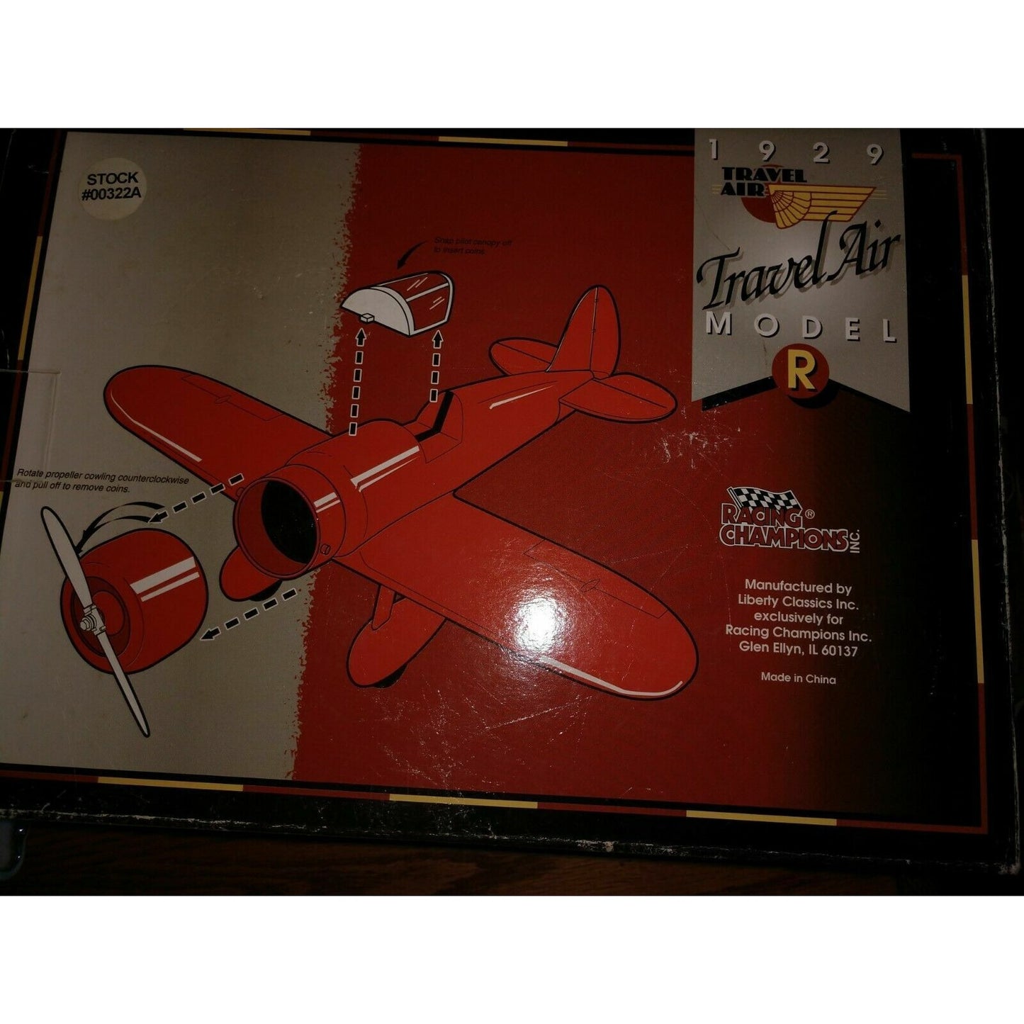 Racing Champions 1929 AC Delco Travel Air Model R Airplane Die Cast Bank #00322A