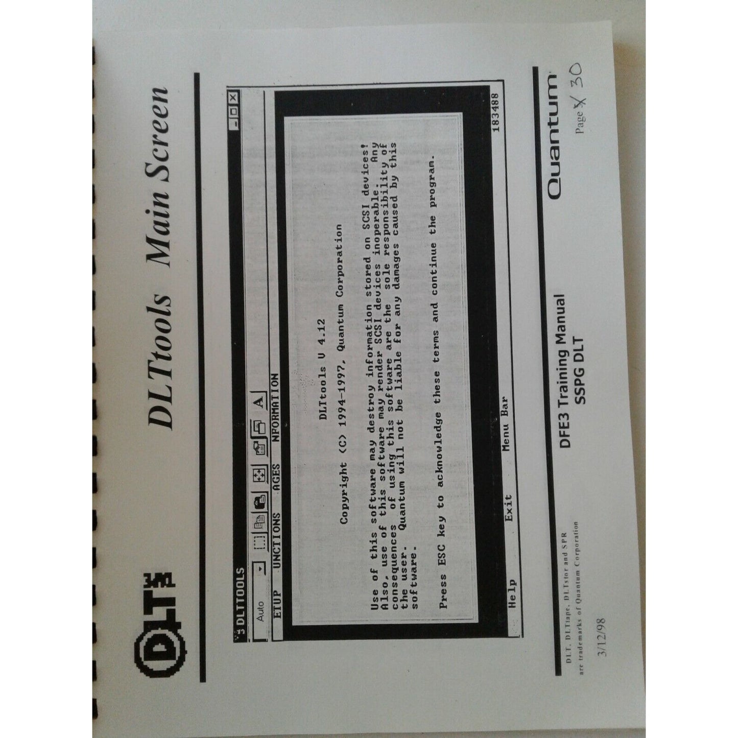 DLT Applications and Intergration  DFE3 Training Manual SSPG DLT Quantum 1998