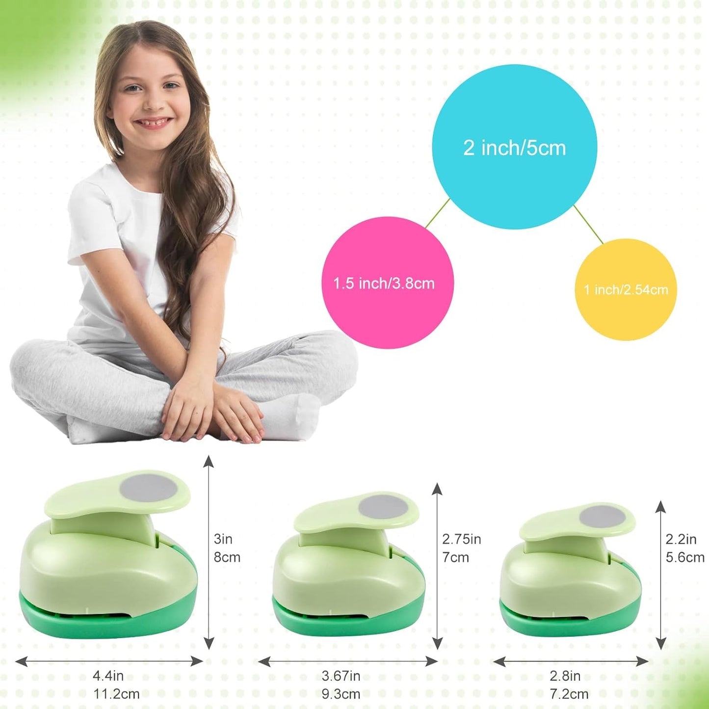 UCEC Circle Punch, 2+1.5+1Inch Circle Paper Punch, 3 Pcs Paper Punches for Crafting, Circle Hole Punch, Circle Cutter for Scrapbook, Cards,