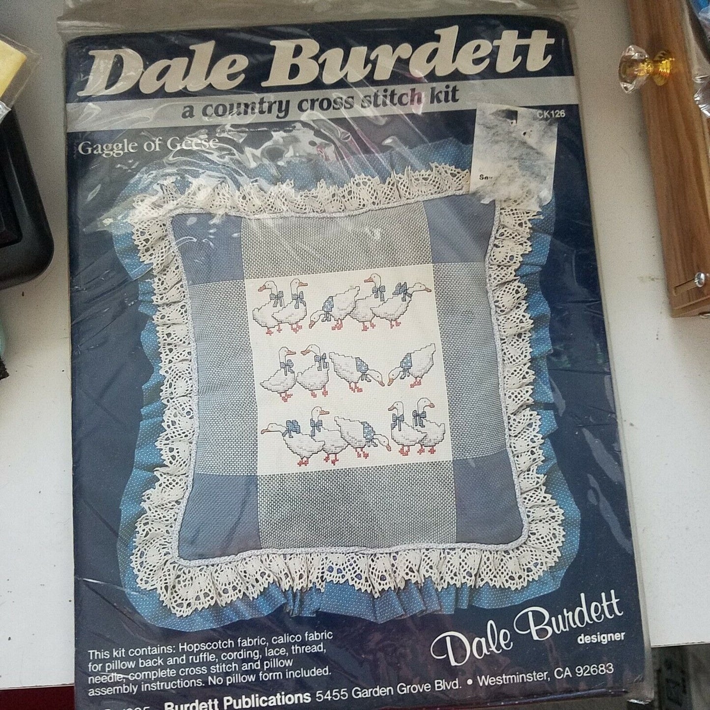 Craft Kit Dale Burdett Gaggle of Geese A Country Cross Stitch Pillow Kit 1985