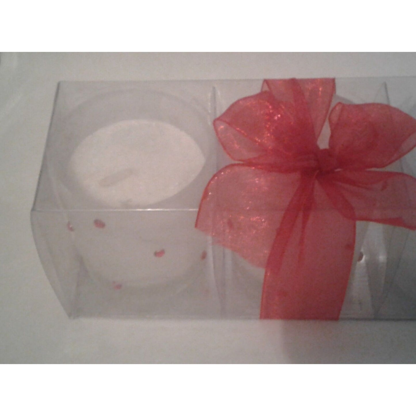Candles White Red Rhinestones Votive  2 1/2 " Tall 2" Top Gift Box Set of 3