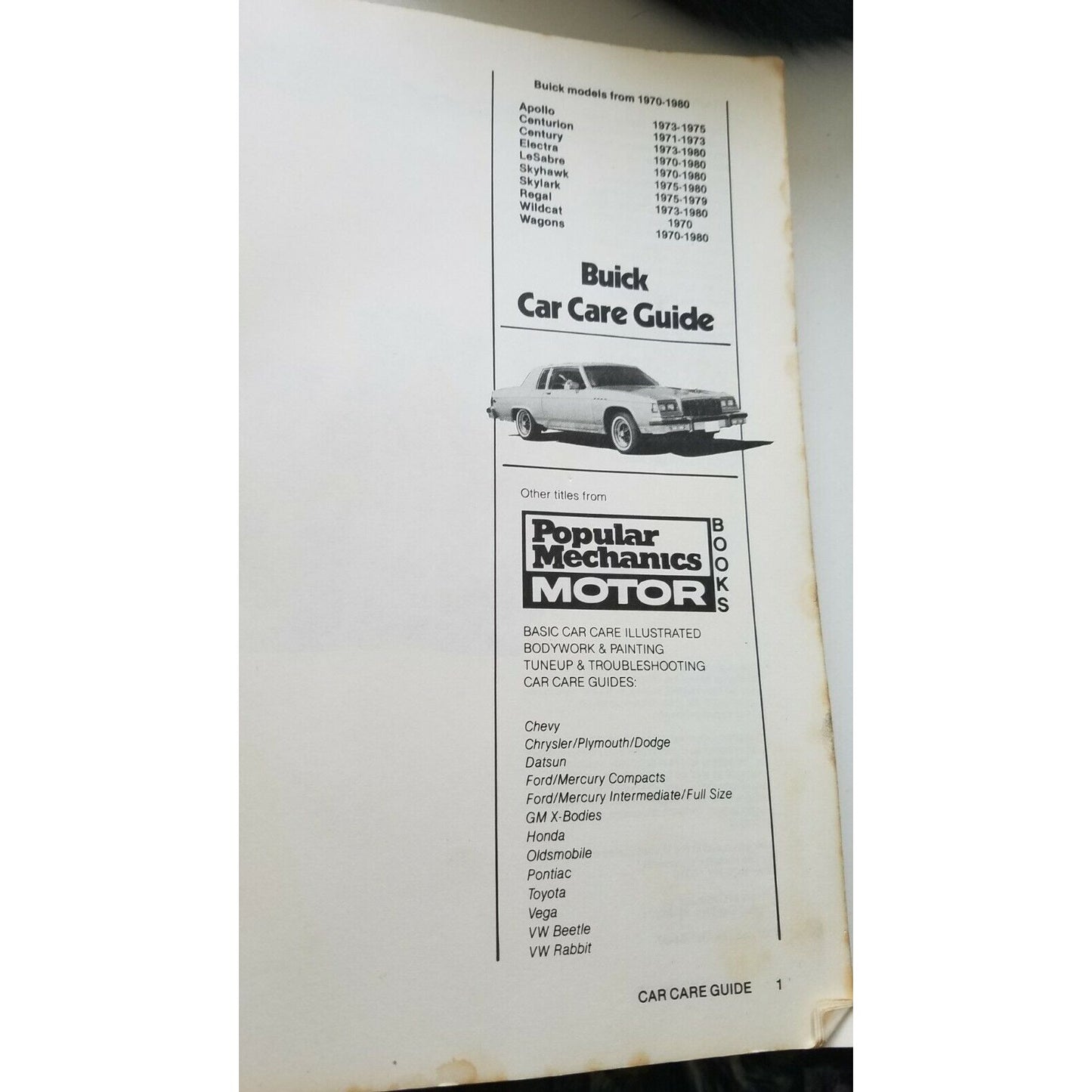 Book Popular Mechanics Car Care Guide Buick Apollo Centurion Century Electra