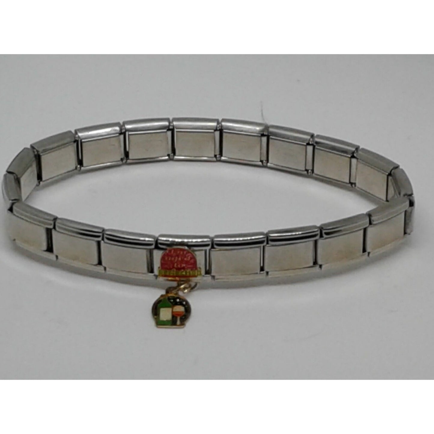 Bracelet Pugster Italian Charm Says Aged to Perfection Wine Glass Bottle