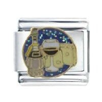 Pugster Bracelet Italian Charm Chianti Glass of Wine & Cheese