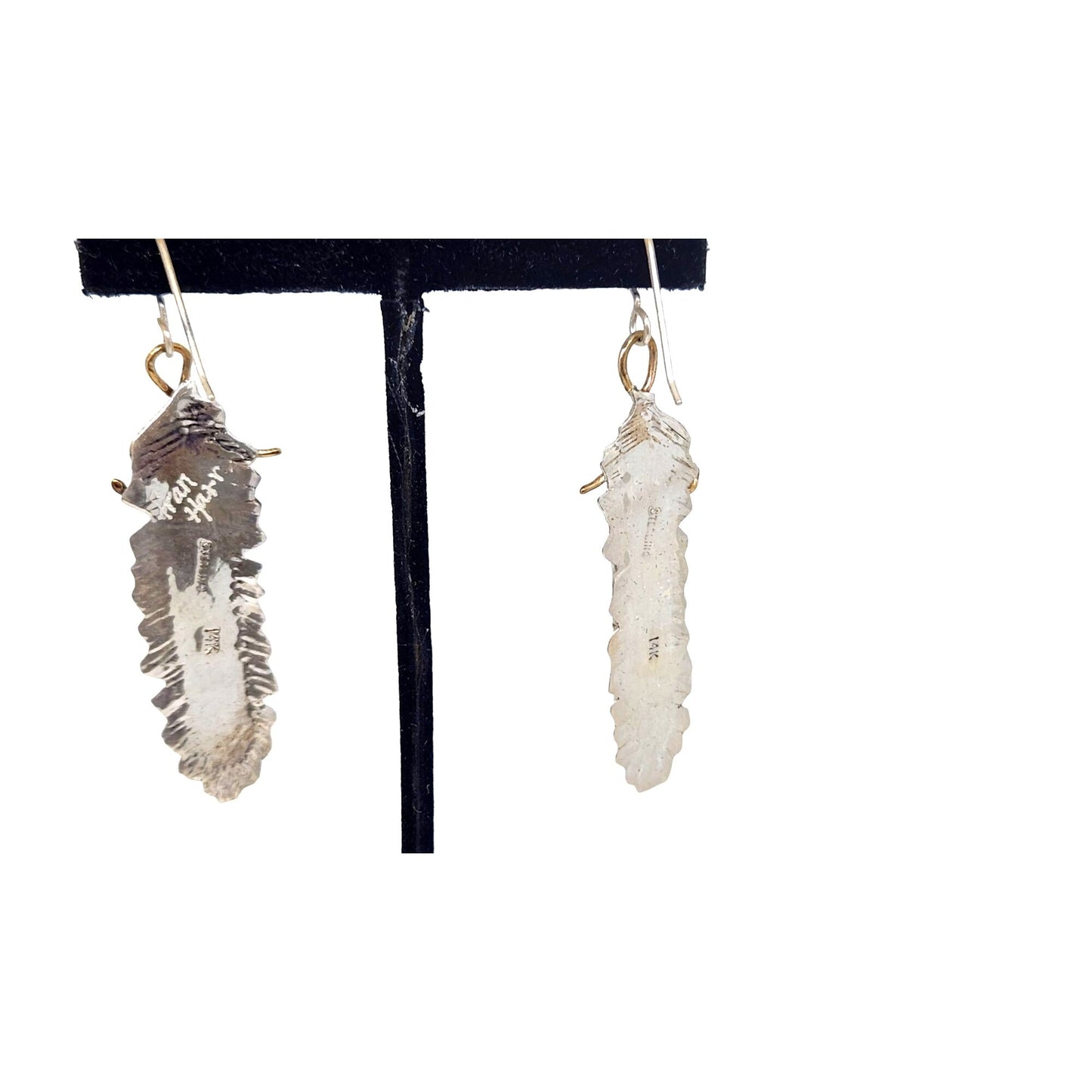 Earrings Peanutwood 10 gr Silver 925 Gold 14K Peanutwood 40mm x 5mm Frame 16mm x 50mm