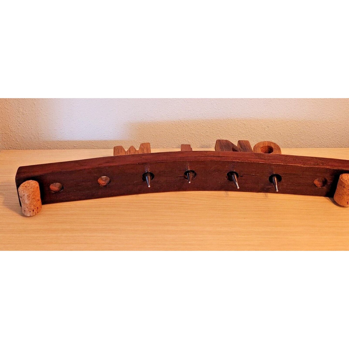 Wine Barrel Stopper Holder 7 Hole Display WINO Cork Feet 22 " x 3 " x 3 "